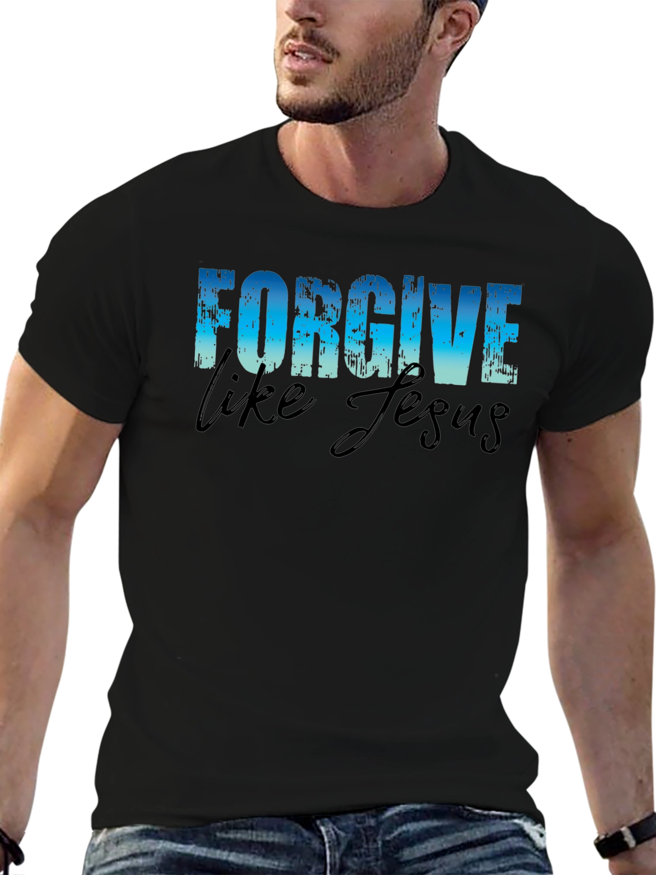 Forgive Like Jesus Black Graphic T-Shirt