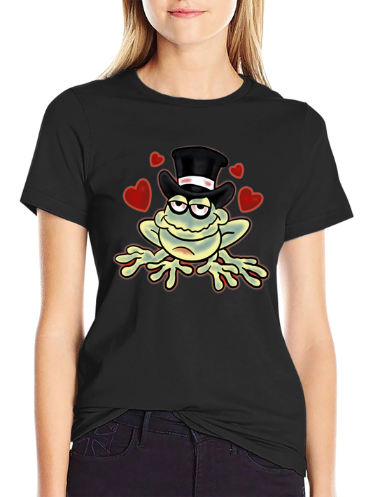 Top Hat Frog Graphic Tee - Novelty Cartoon Print T-Shirt