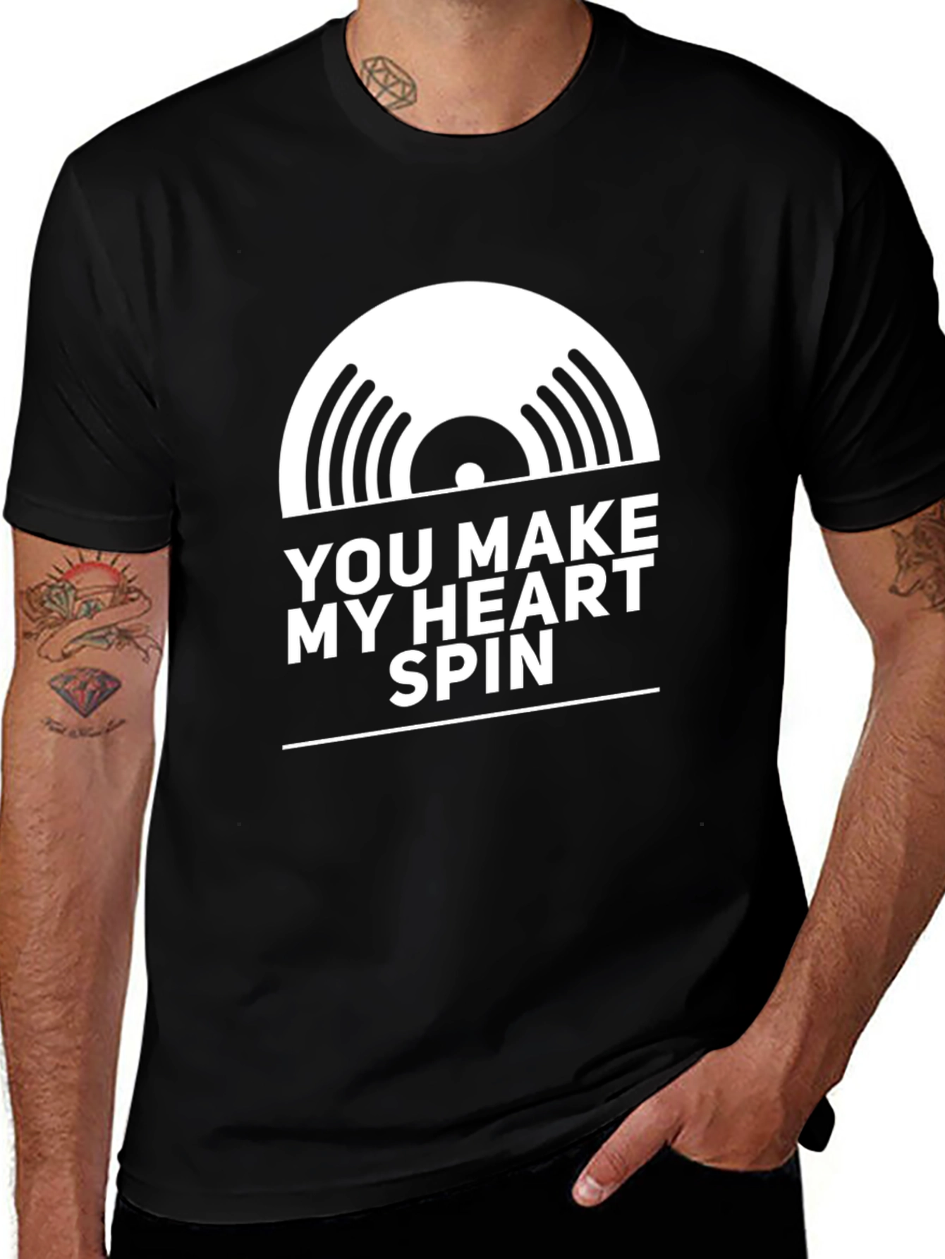 You Make My Heart Spin T-Shirt - Black