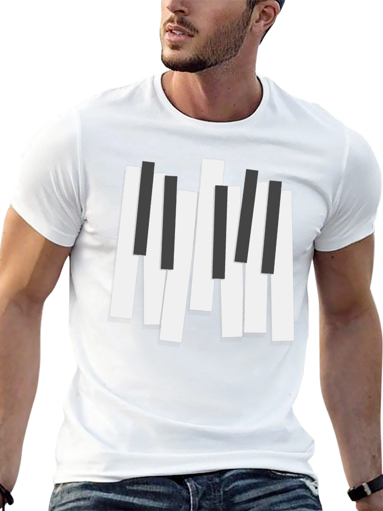 Piano Keys Graphic Print Black T-Shirt