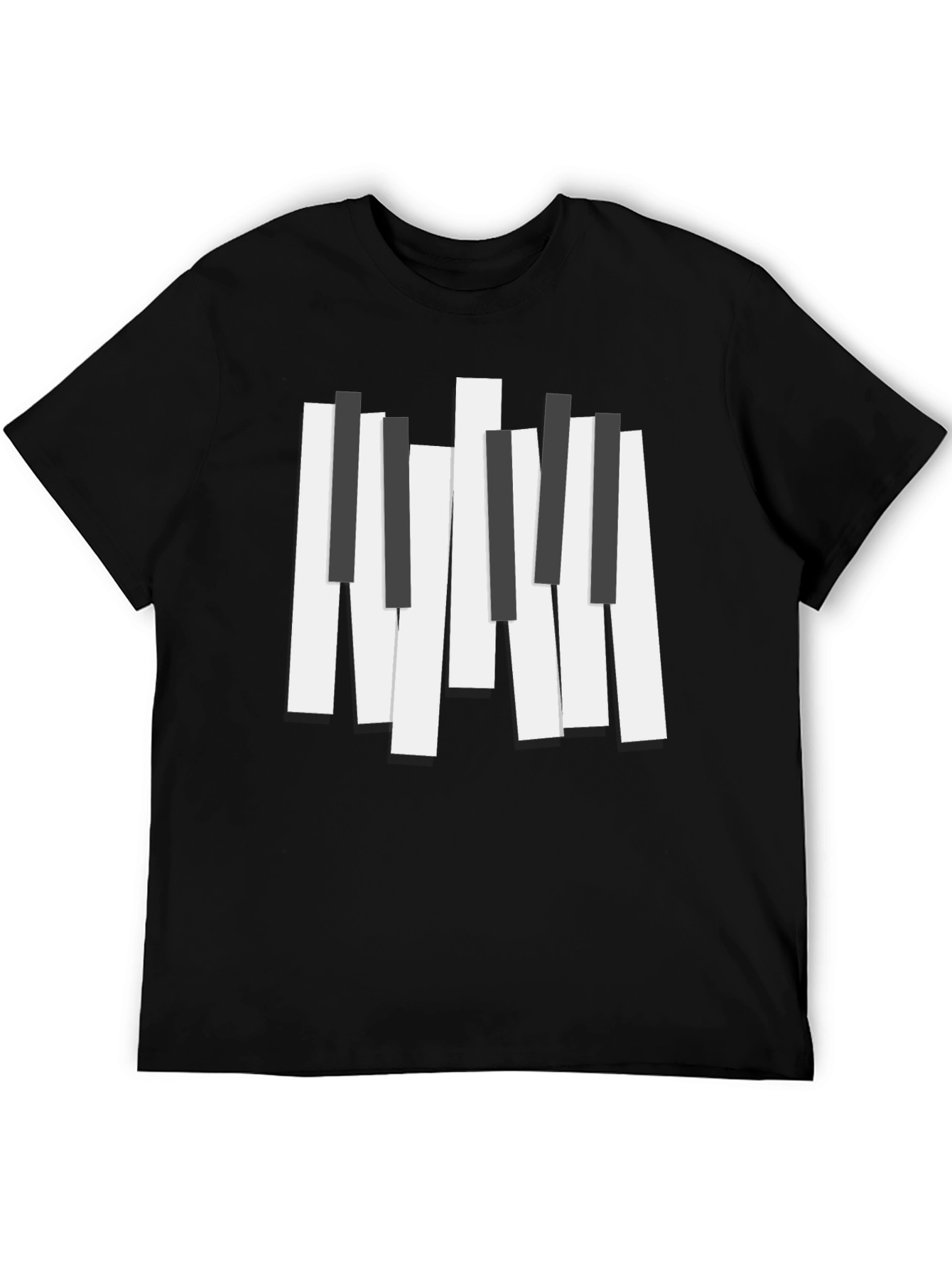 Piano Keys Graphic Print Black T-Shirt