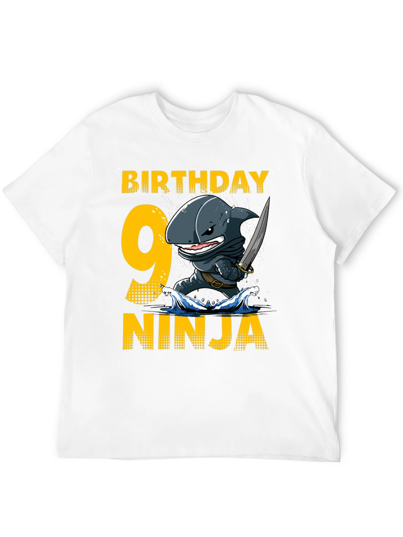 Birthday Shark Ninja T-Shirt - 9 Years Old