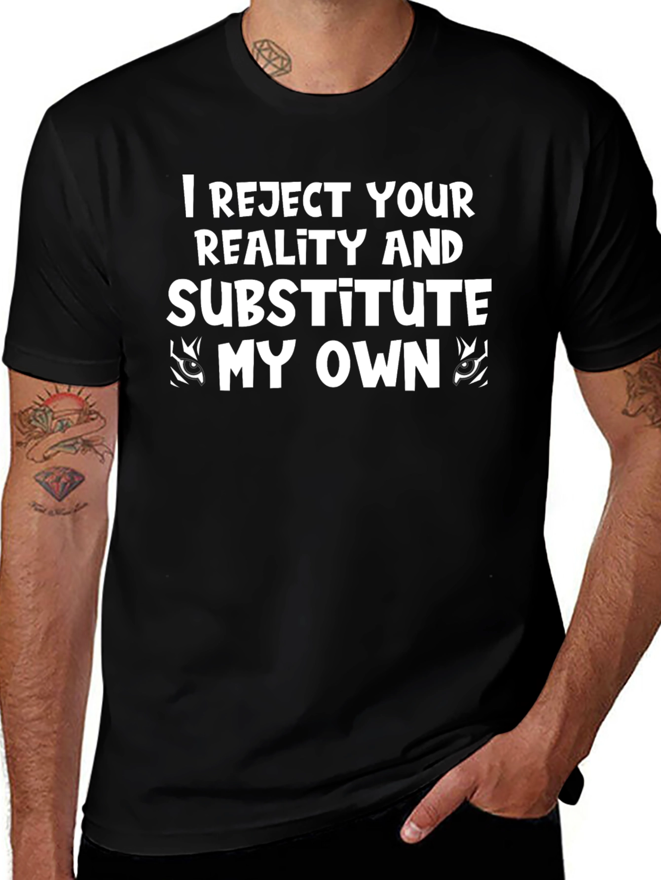 Reject Reality Graphic Tee - Black Cotton T-Shirt