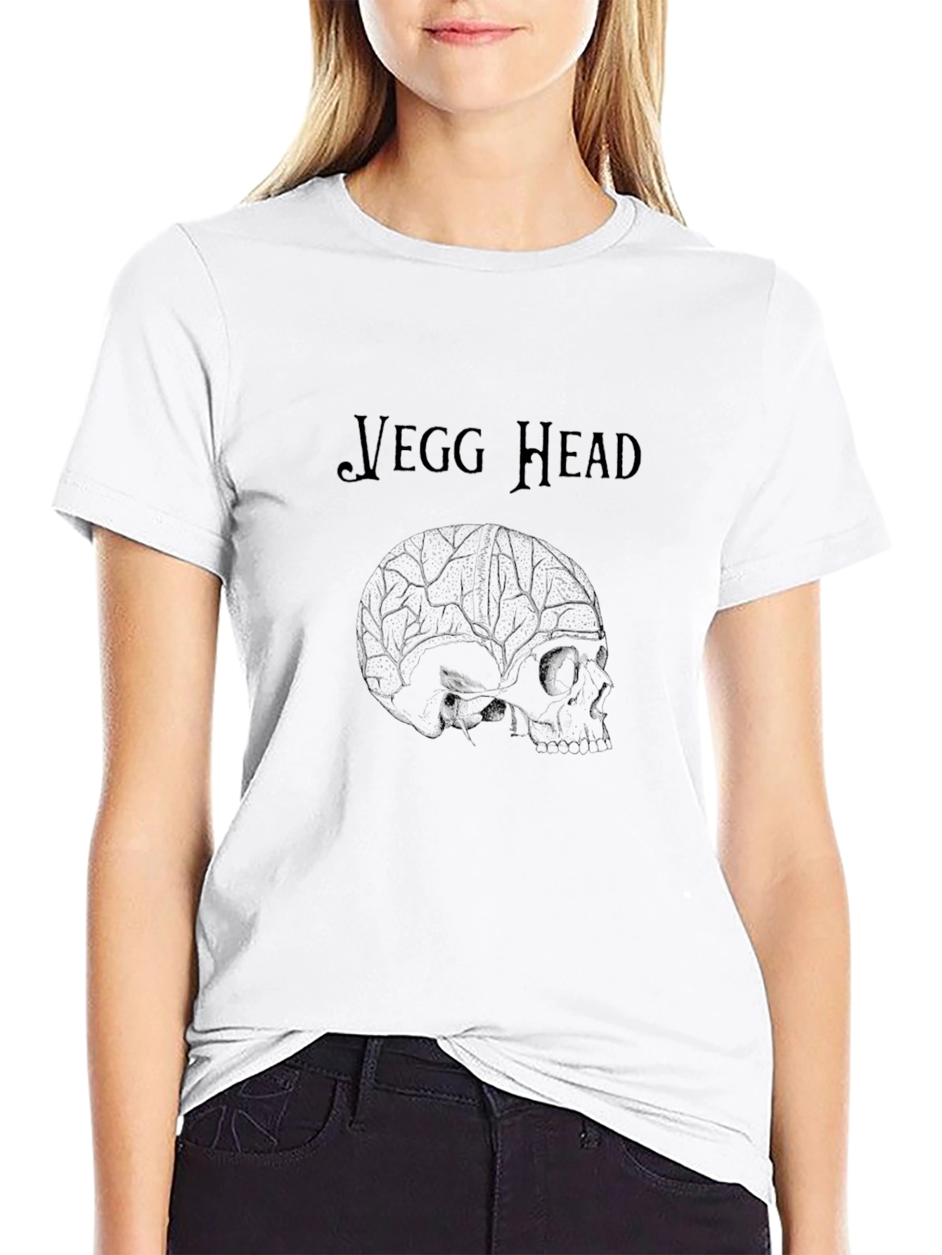 Veg Head Graphic Tee - Black Skull T-Shirt