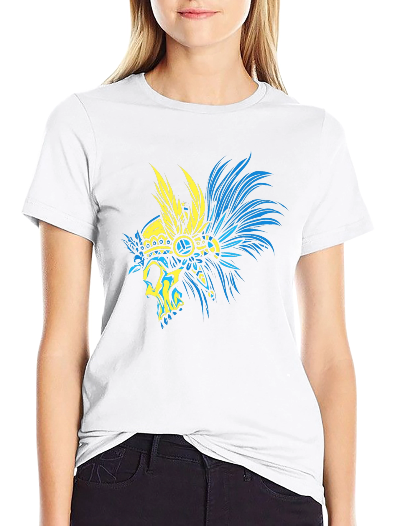 Skull Headdress Graphic T-Shirt - Black