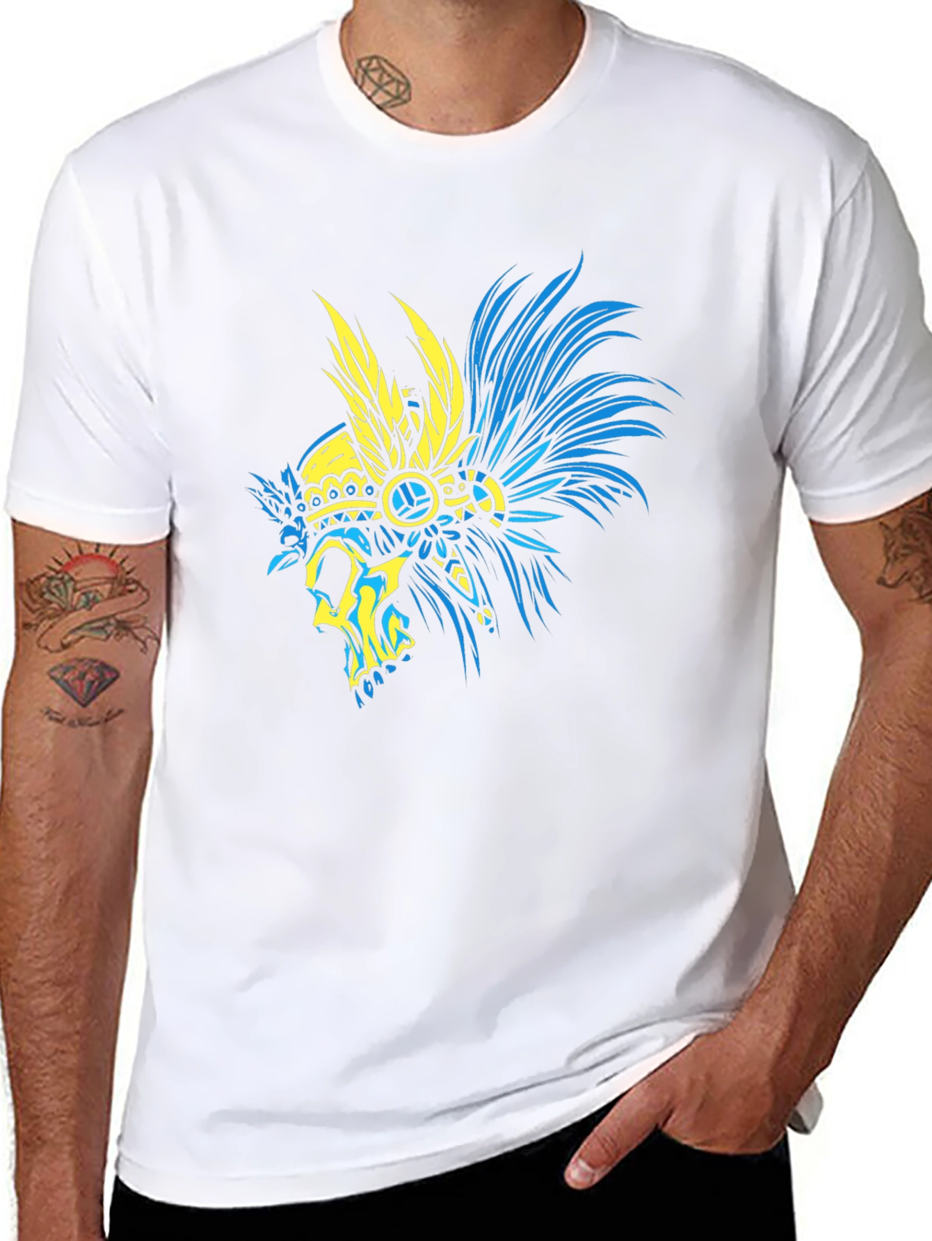 Skull Headdress Graphic T-Shirt - Black