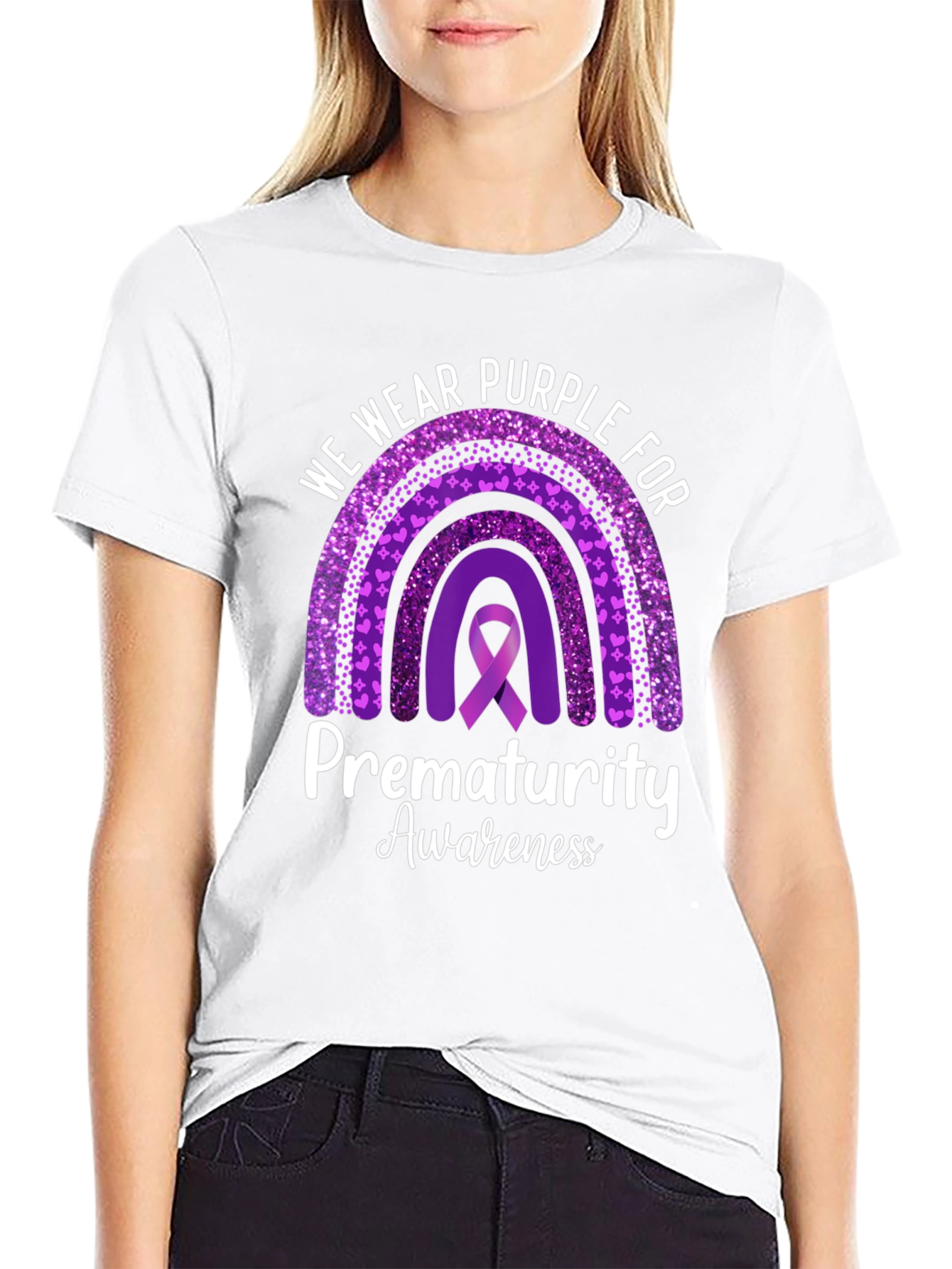 Prematurity Awareness Purple Ribbon T-Shirt