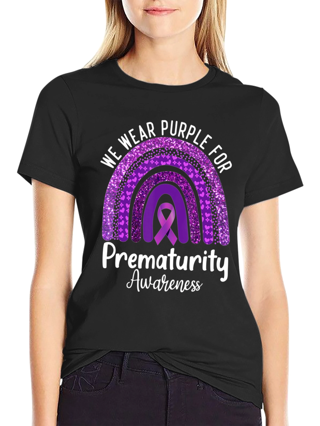 Prematurity Awareness Purple Ribbon T-Shirt