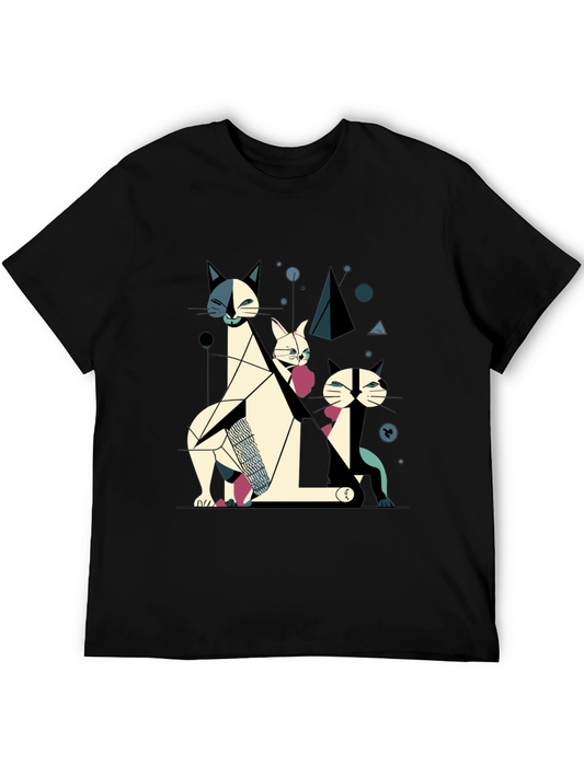 Abstract Geometric Cat T-Shirt