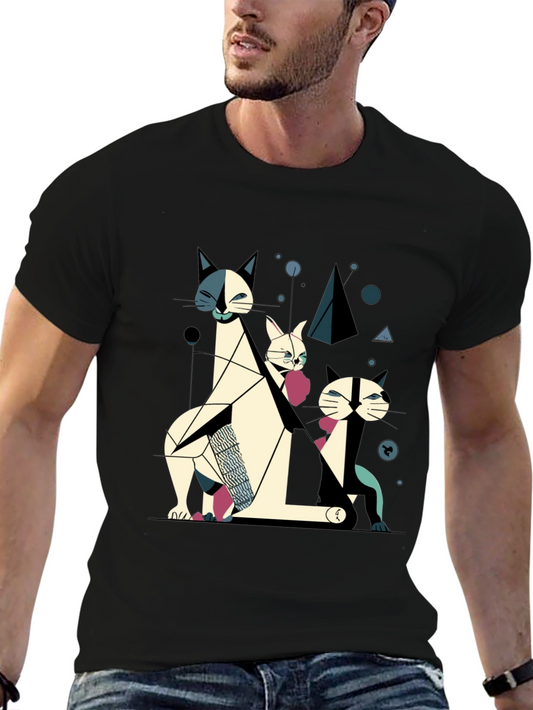 Abstract Geometric Cat T-Shirt
