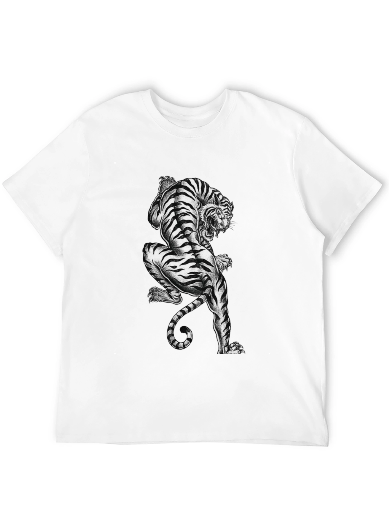 Striking Tiger Graphic Print Black T-Shirt