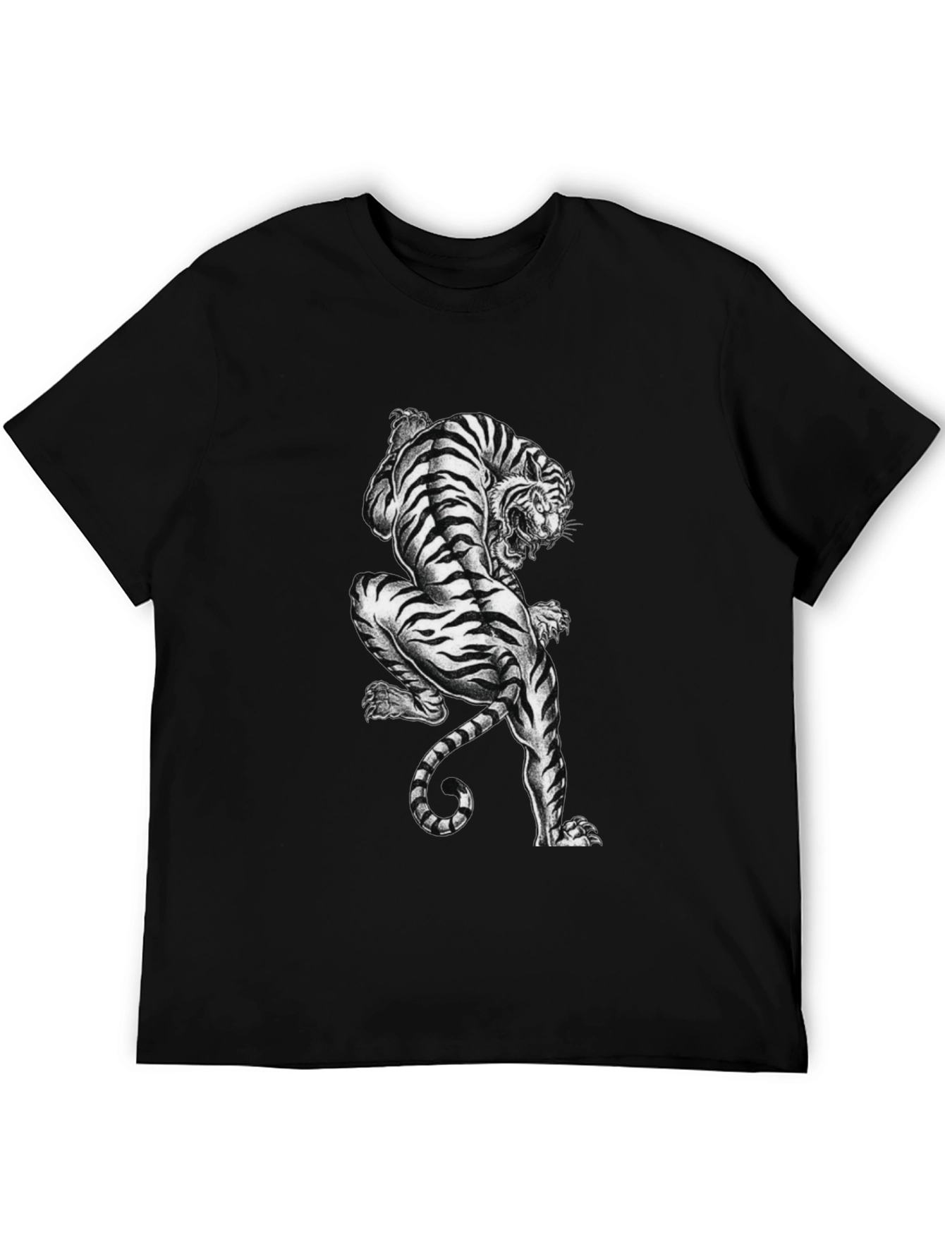 Striking Tiger Graphic Print Black T-Shirt