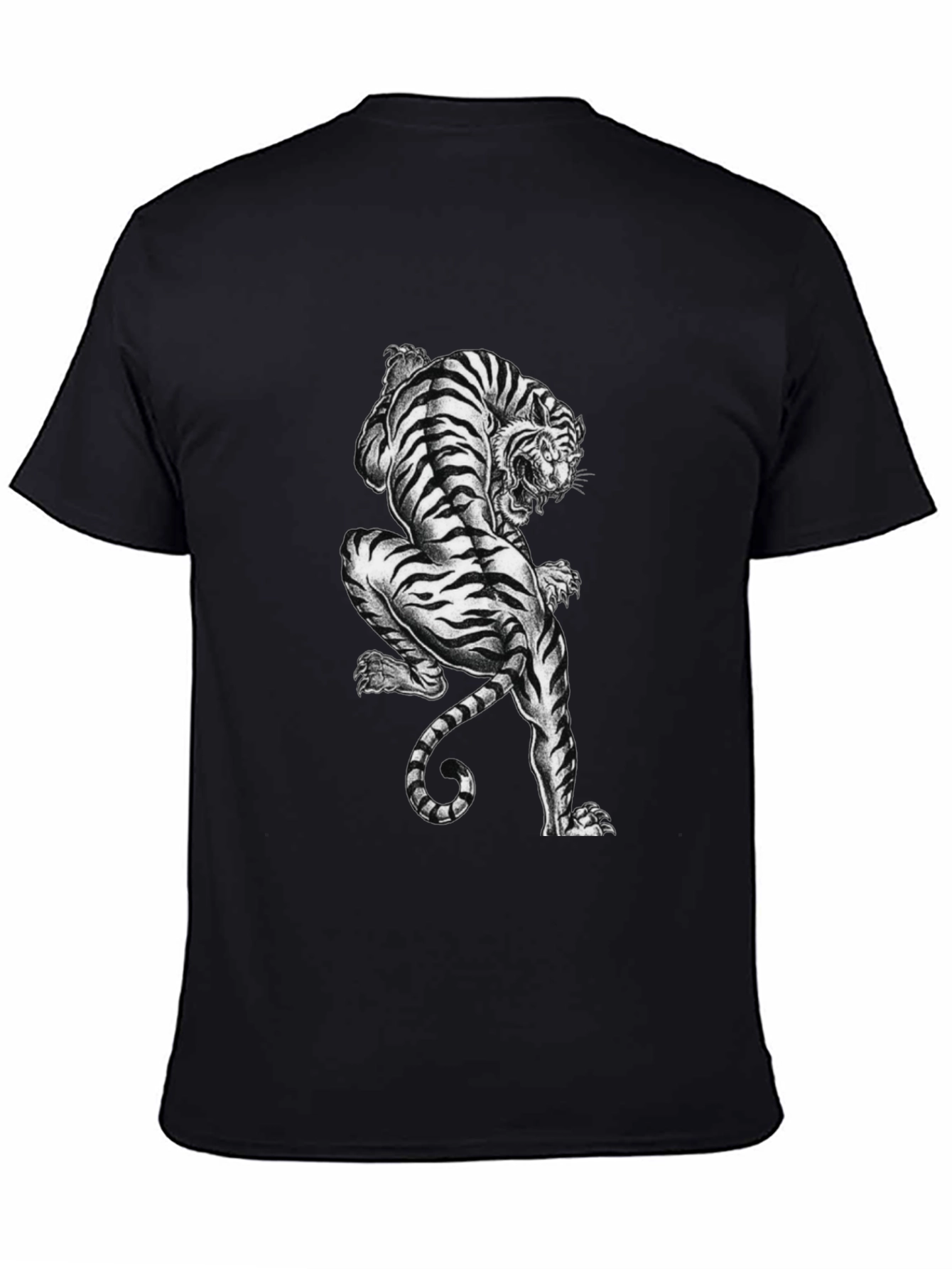 Striking Tiger Graphic Print Black T-Shirt