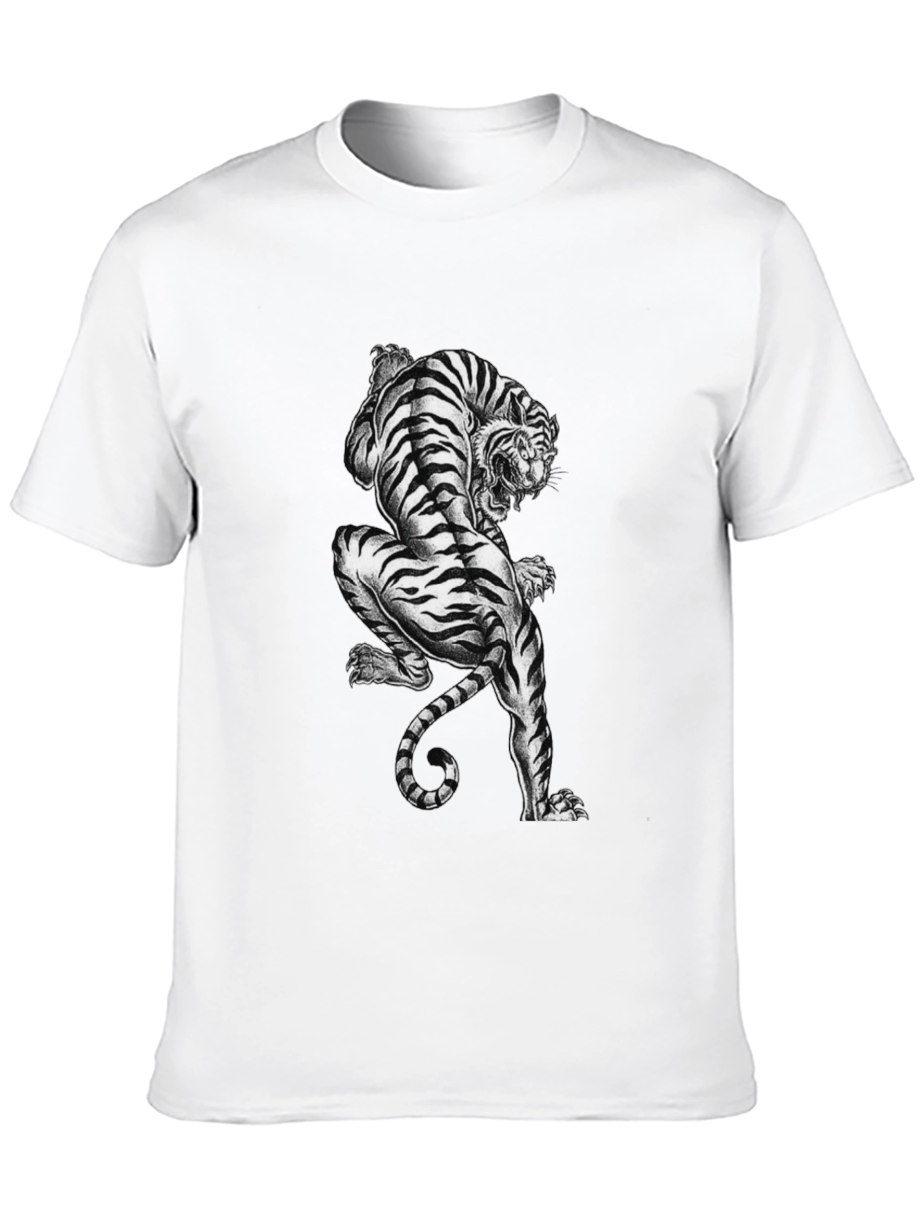 Striking Tiger Graphic Print Black T-Shirt
