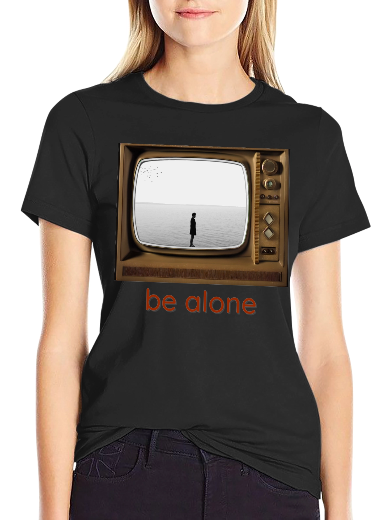 Retro TV Be Alone Graphic T-Shirt