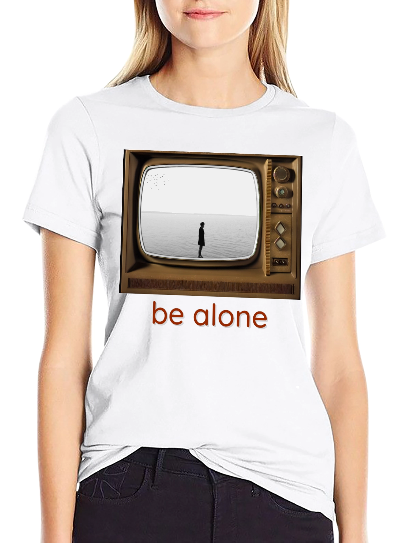 Retro TV Be Alone Graphic T-Shirt