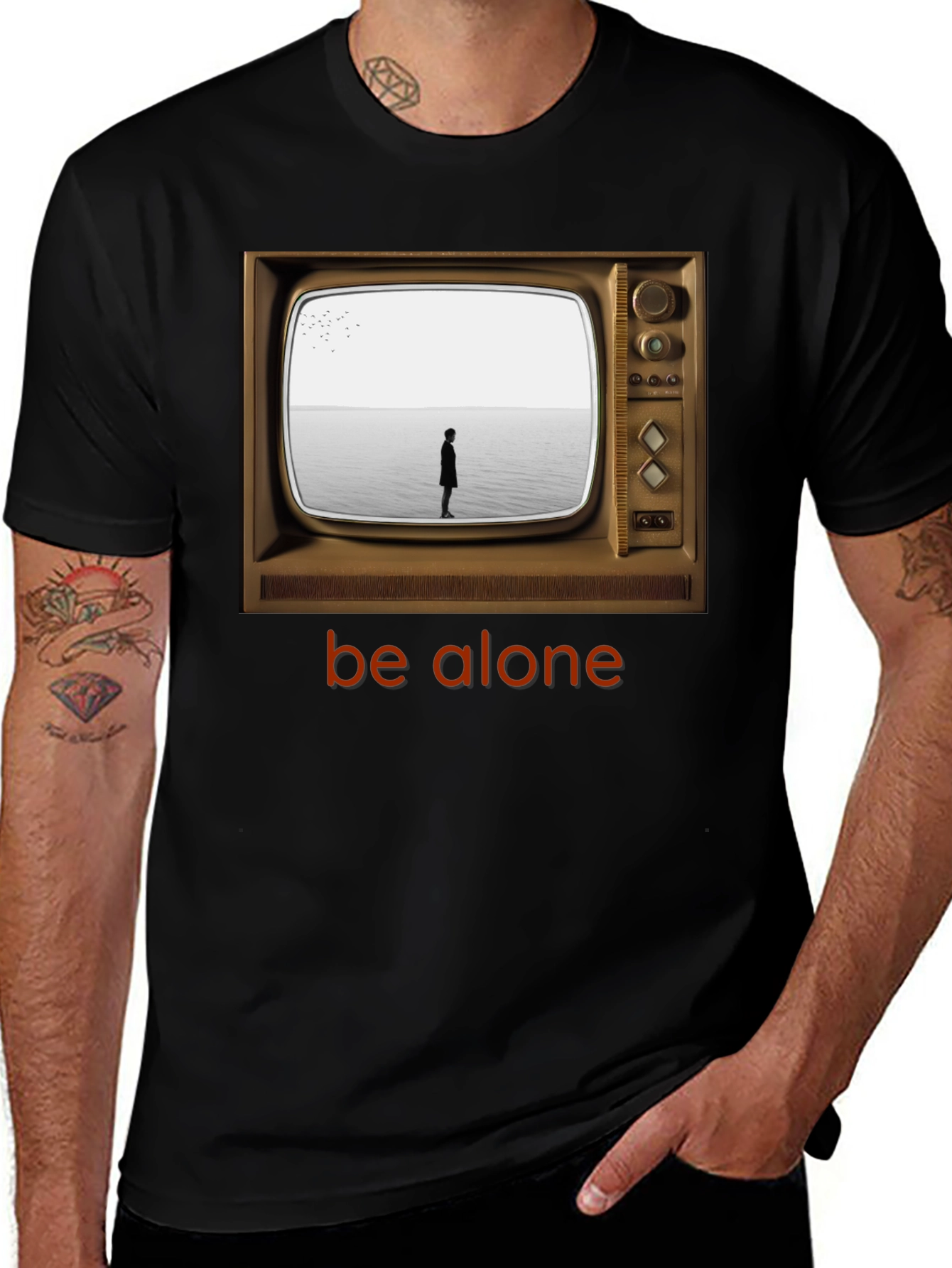 Retro TV Be Alone Graphic T-Shirt
