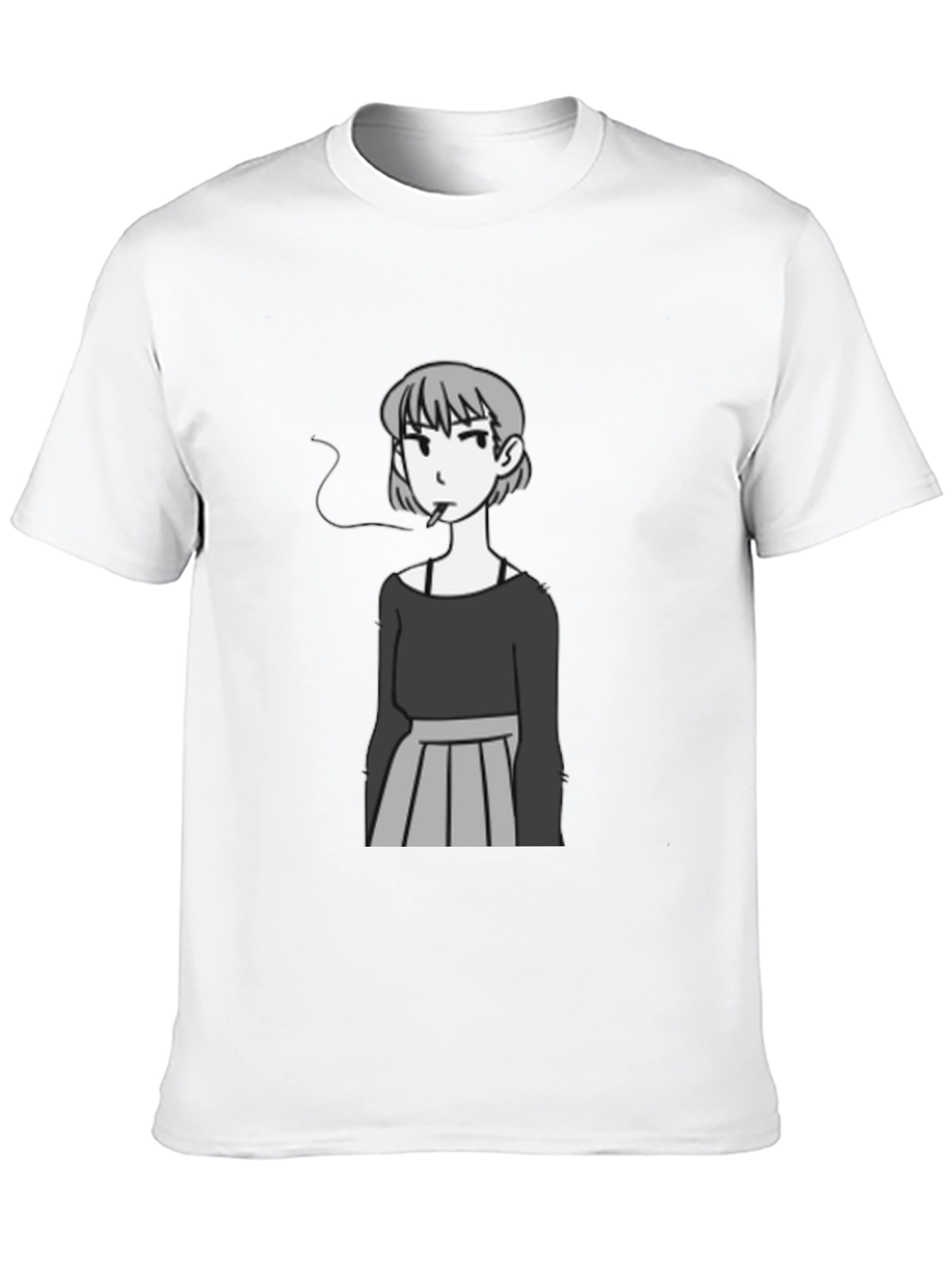 Smoking Girl Graphic Tee - Trendy Unisex T-Shirt