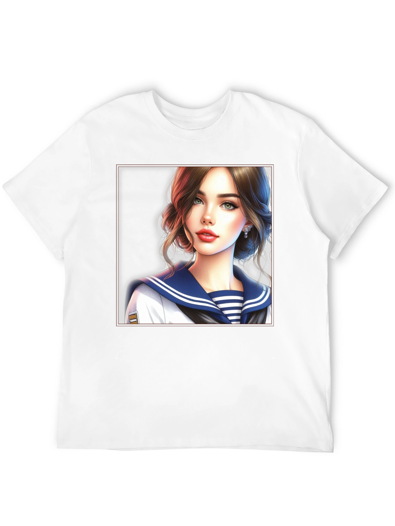 Anime Girl Sailor Outfit Black T-Shirt