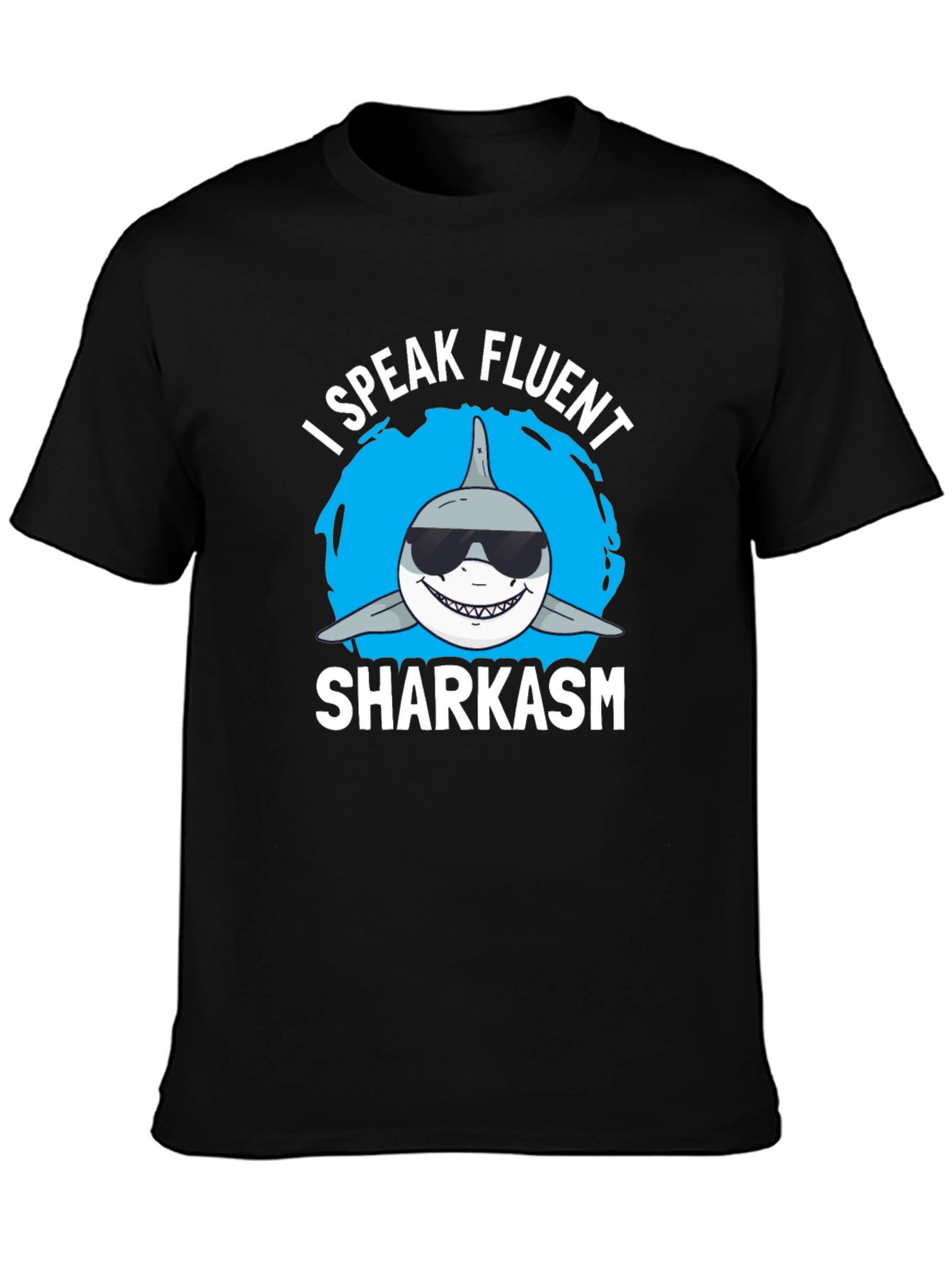 Fluent Sharkasm Graphic Tee - Black Cotton T-Shirt