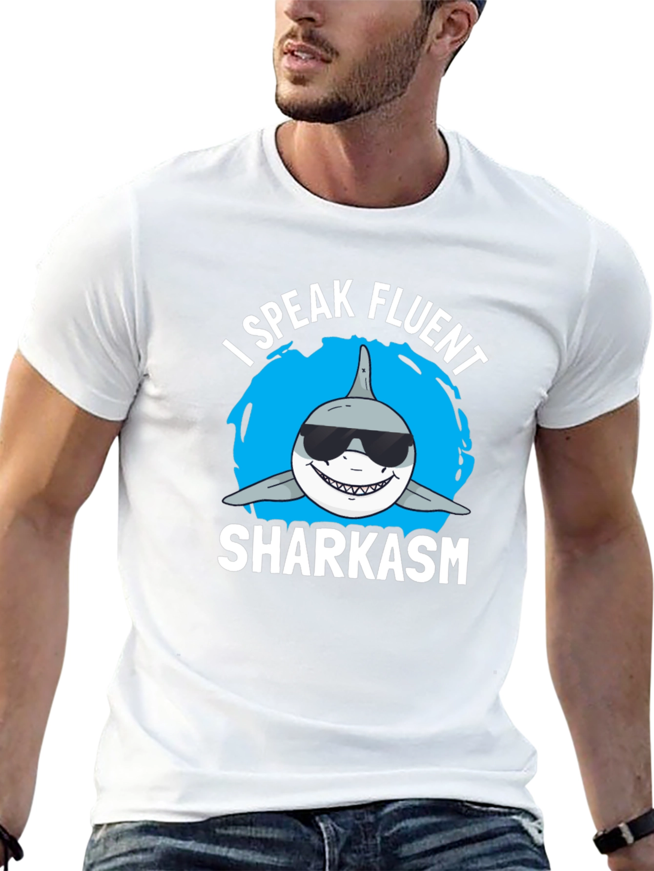 Fluent Sharkasm Graphic Tee - Black Cotton T-Shirt