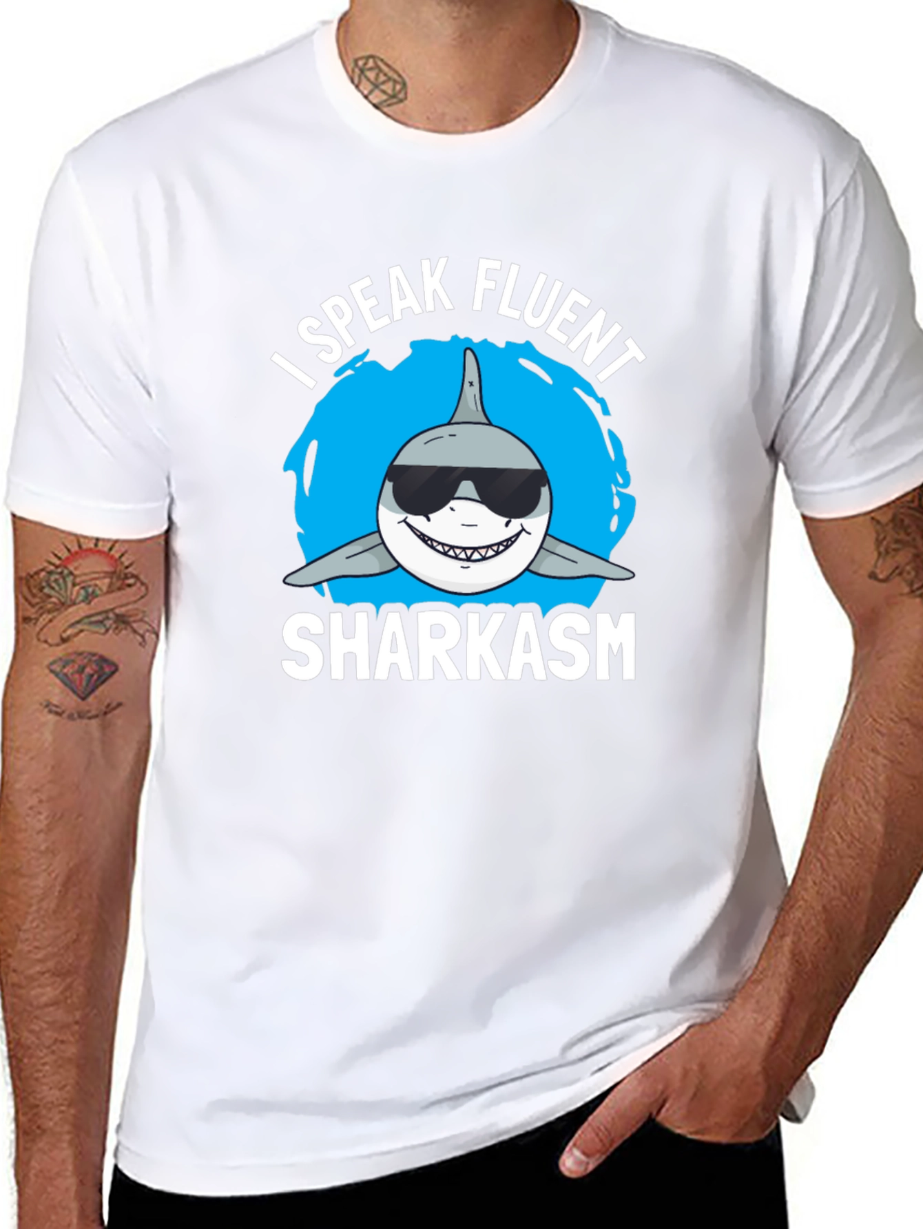 Fluent Sharkasm Graphic Tee - Black Cotton T-Shirt