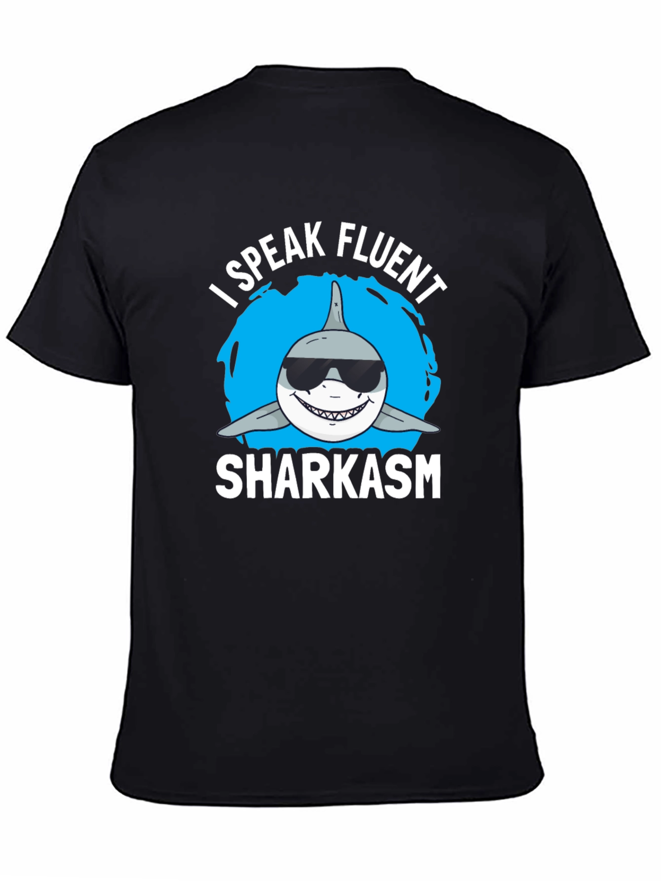 Fluent Sharkasm Graphic Tee - Black Cotton T-Shirt