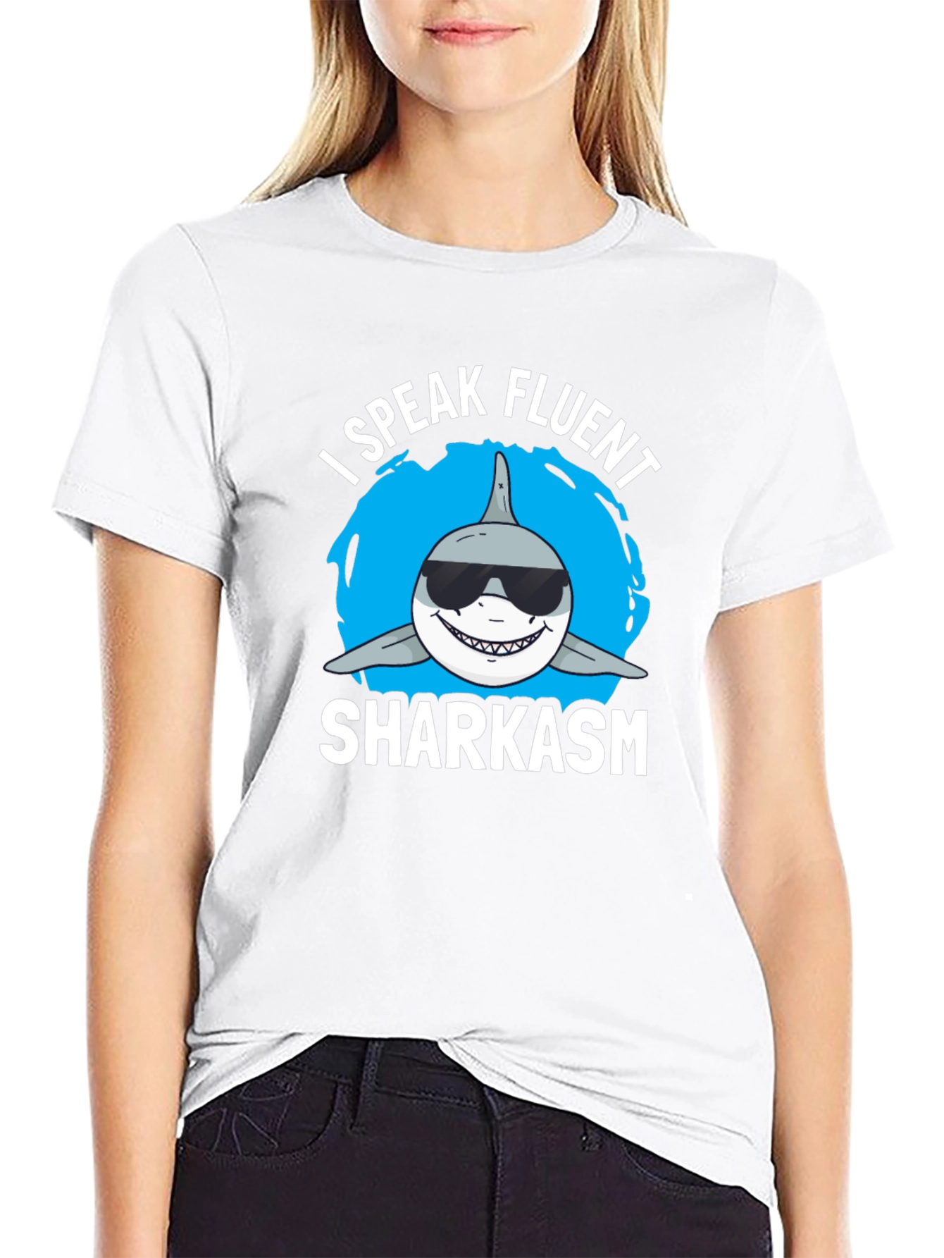 Fluent Sharkasm Graphic Tee - Black Cotton T-Shirt