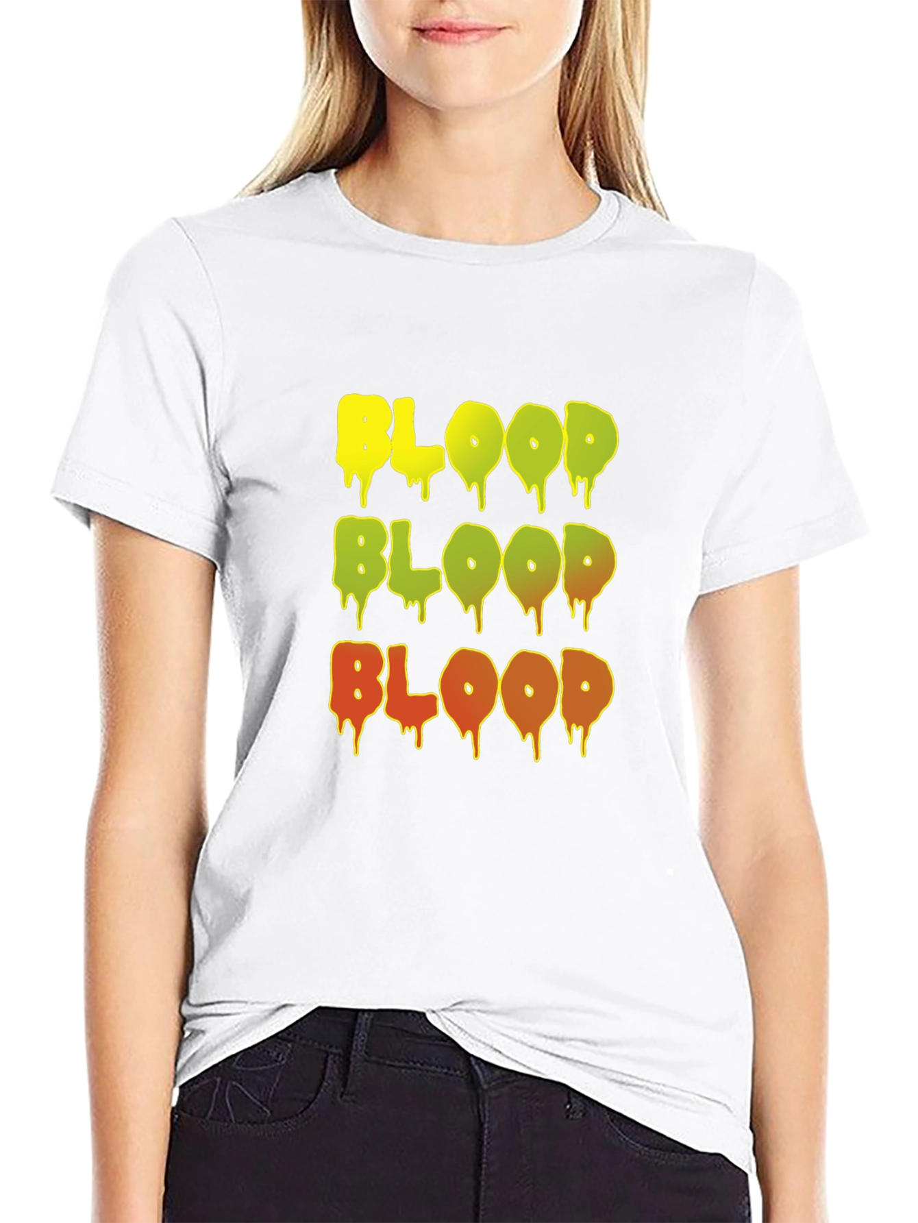 Gothic Blood Graphic Print Black T-Shirt