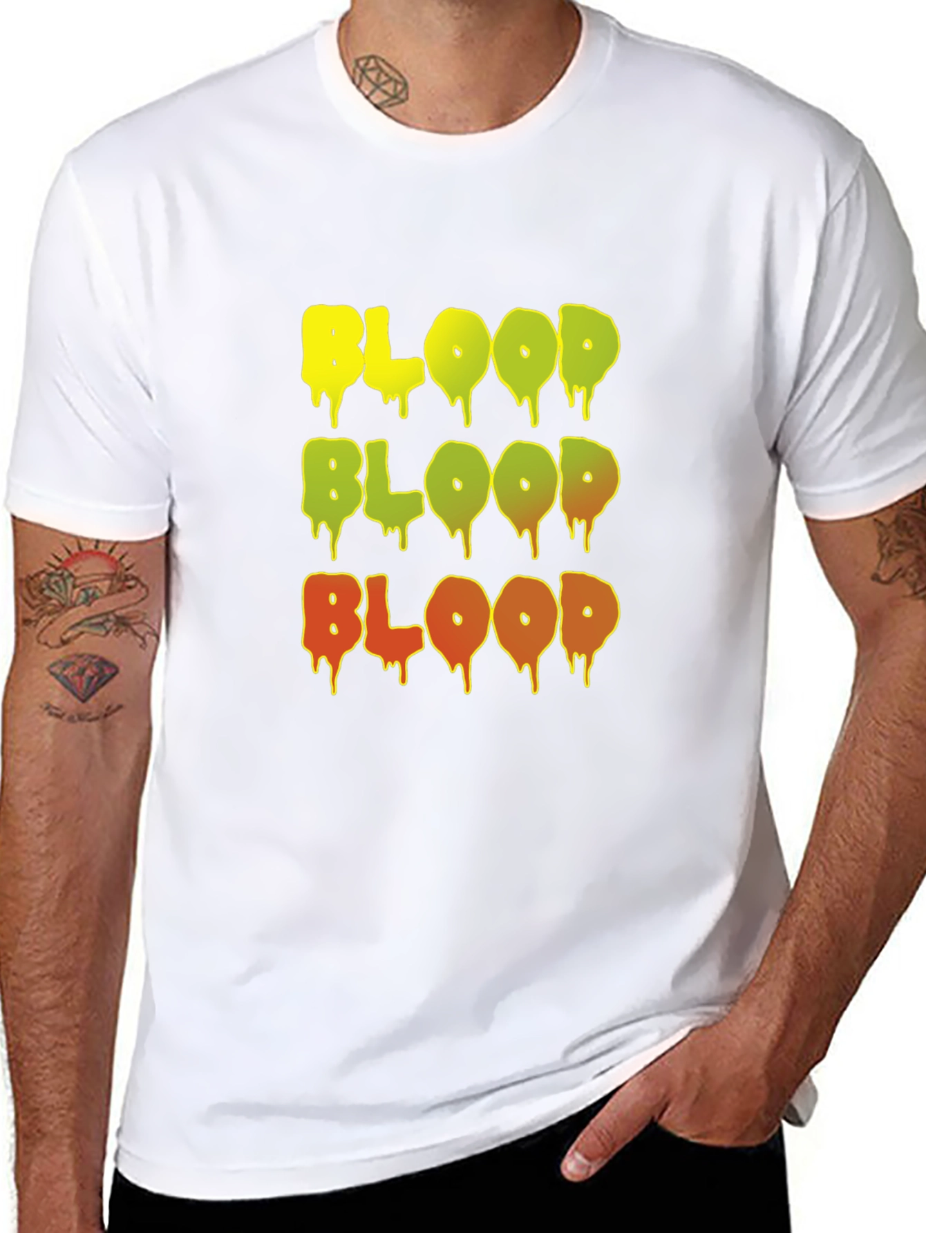 Gothic Blood Graphic Print Black T-Shirt