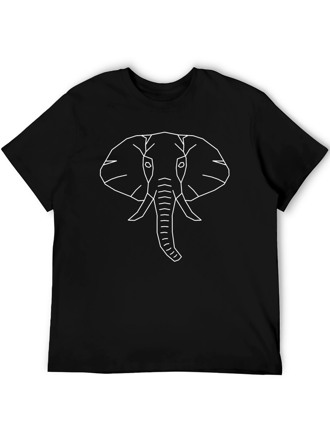 Geometric Elephant Graphic Tee - Black Cotton Shirt