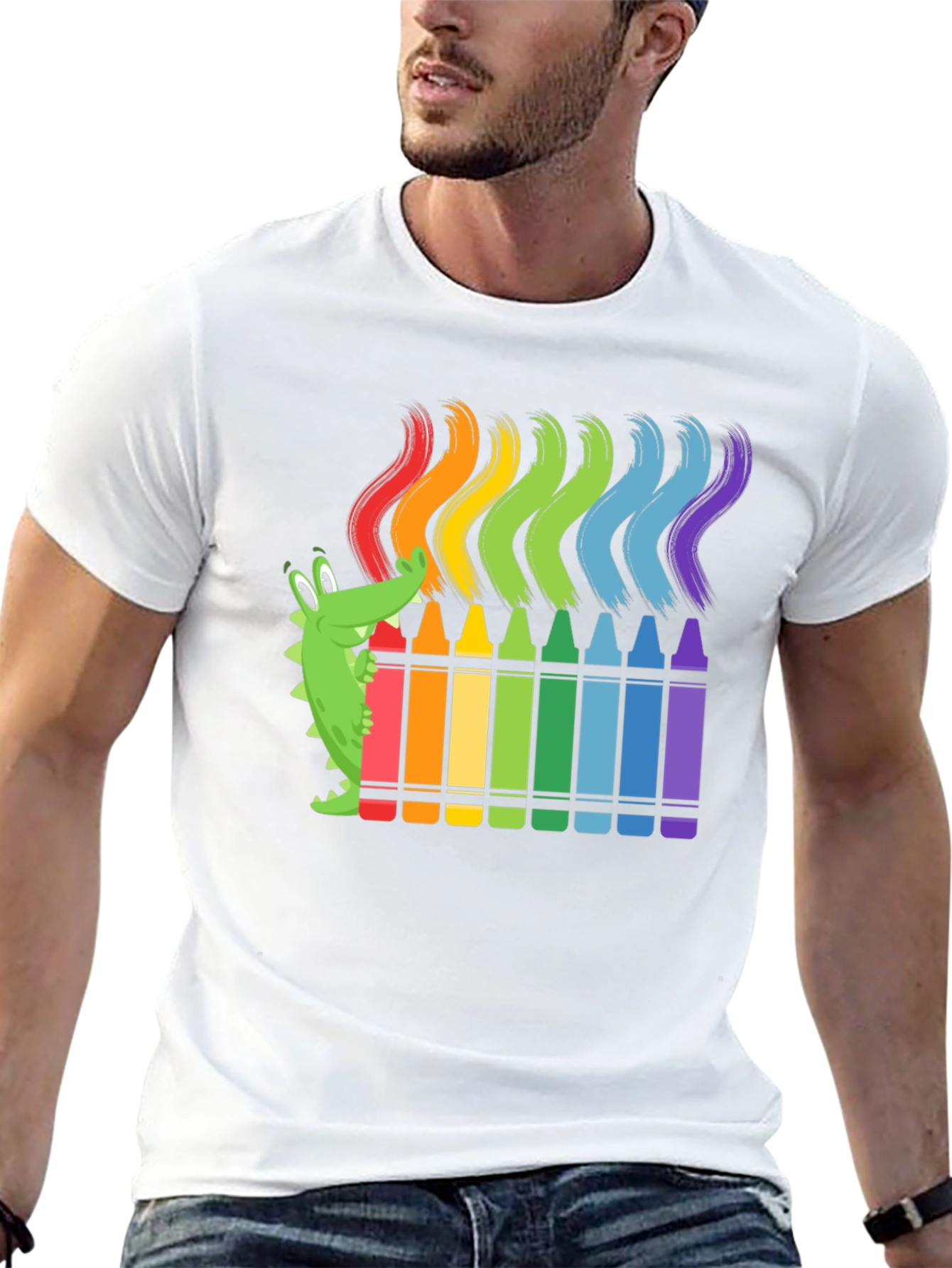 Rainbow Crayon Alligator Graphic Tee