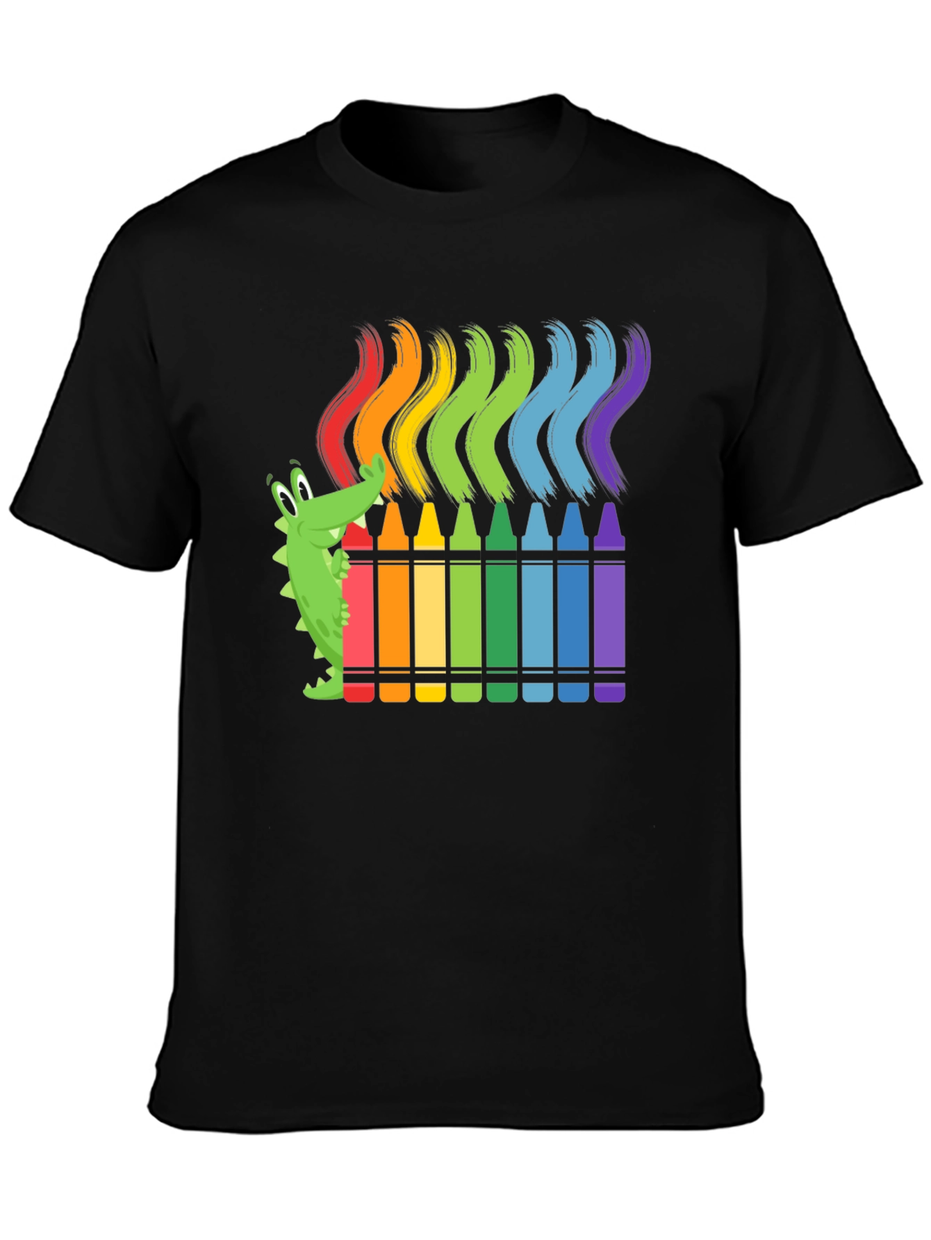 Rainbow Crayon Alligator Graphic Tee