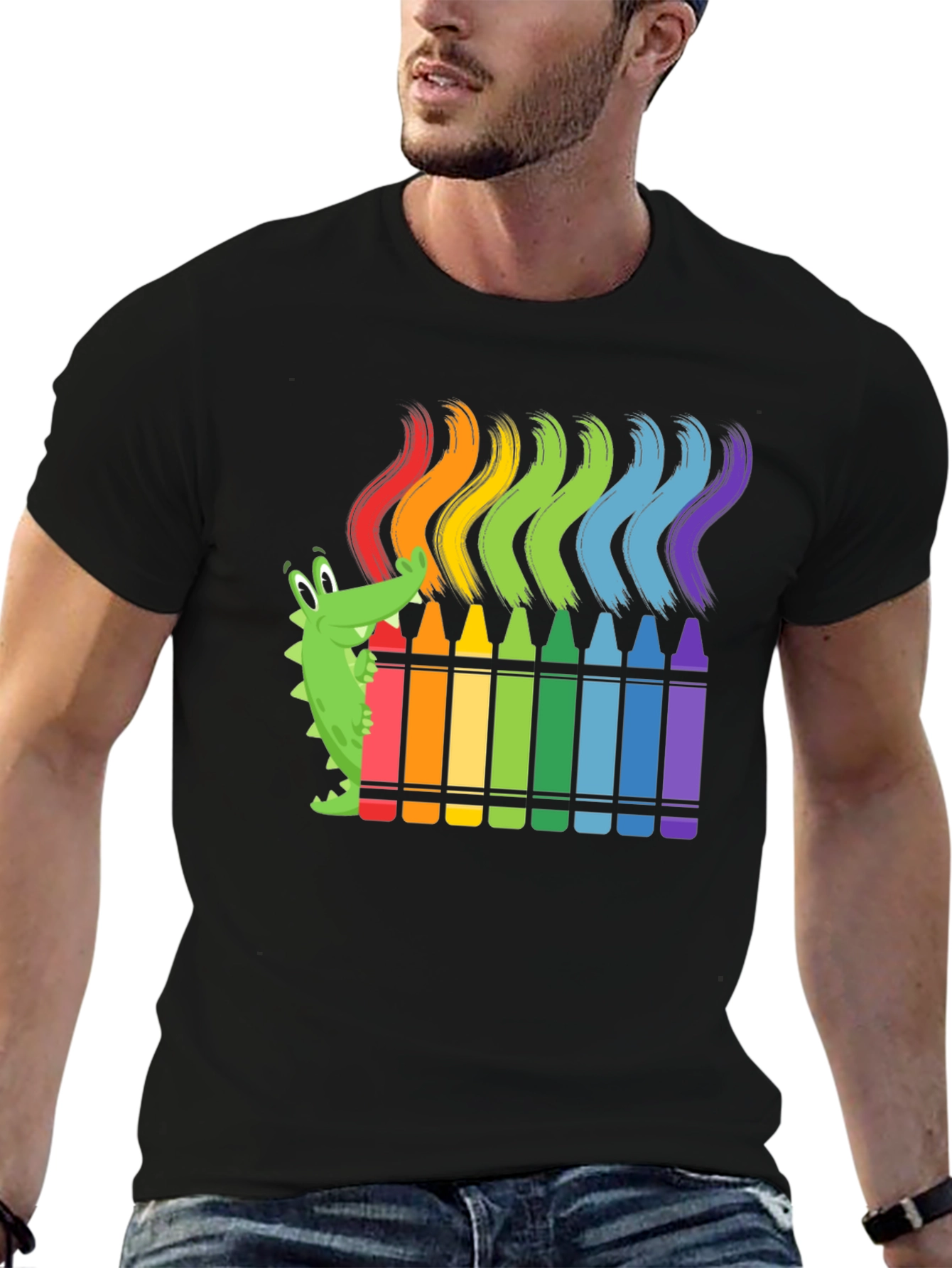 Rainbow Crayon Alligator Graphic Tee