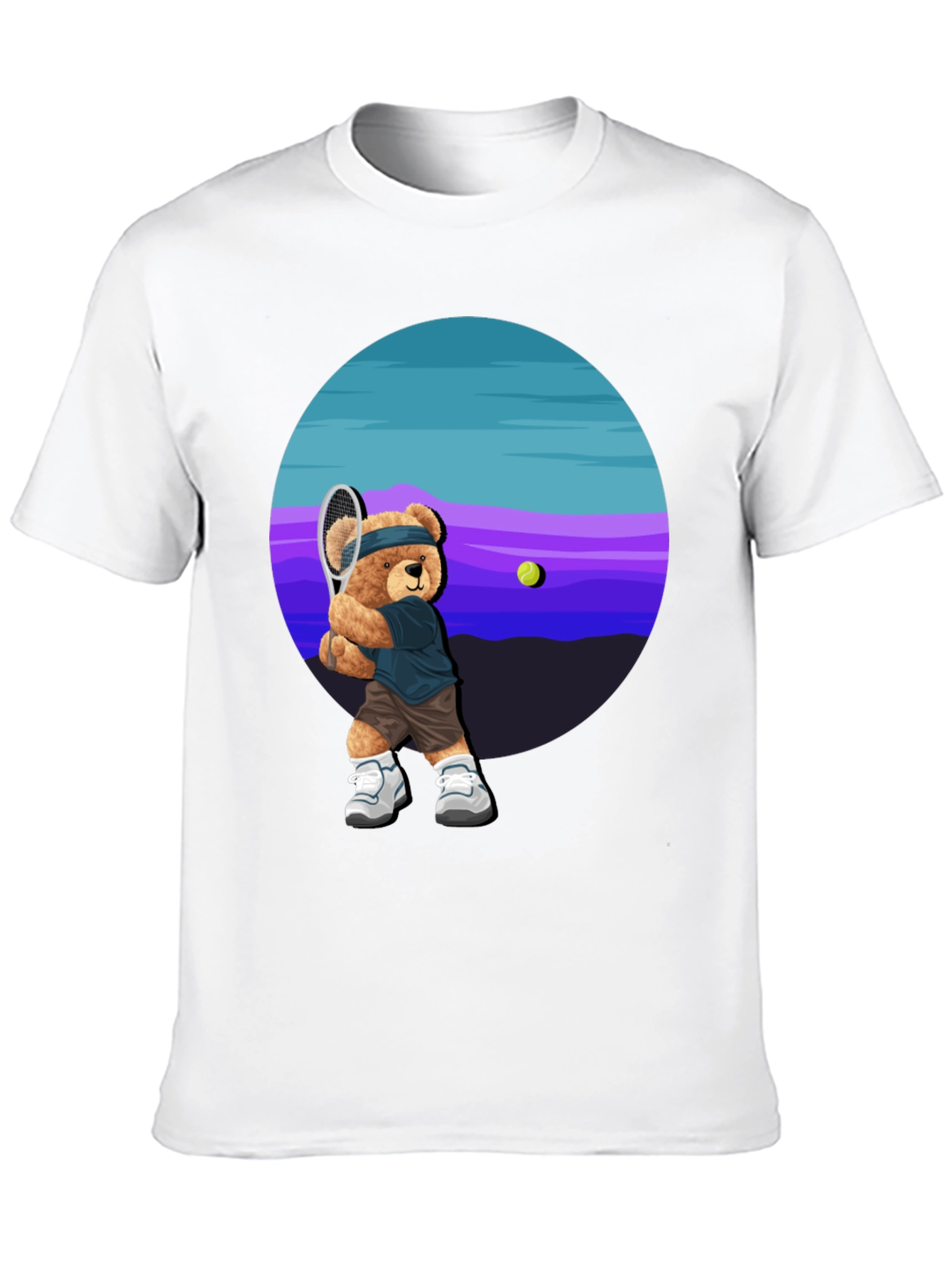 Tennis Bear Graphic Tee - Cool Casual Shirt