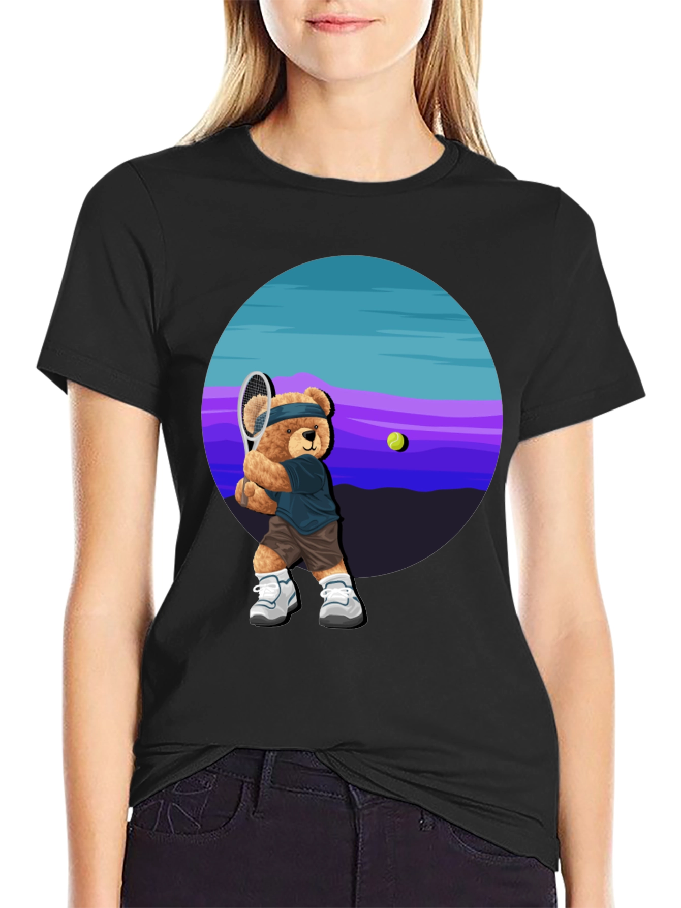 Tennis Bear Graphic Tee - Cool Casual Shirt