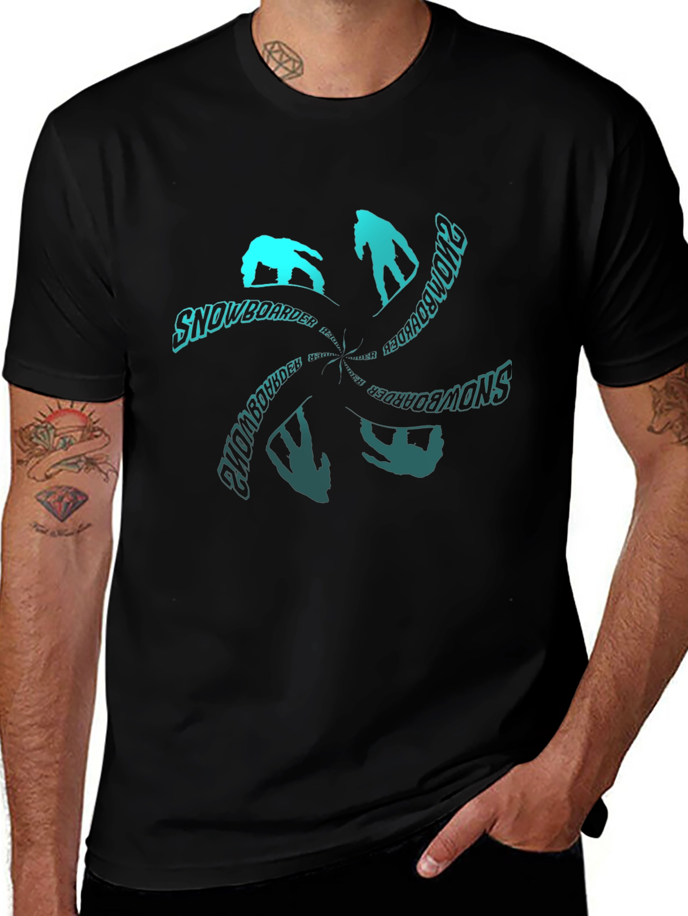 Snowboarder Graphic T-Shirt - Black
