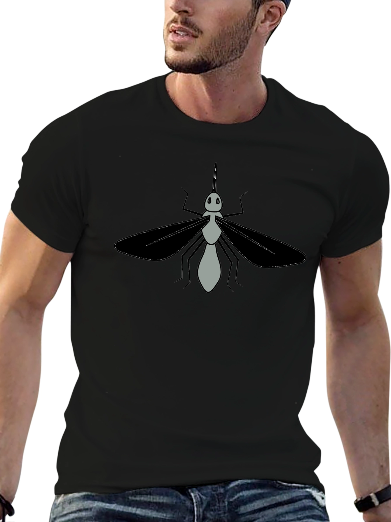 Mosquito Graphic Tee - Black Cotton T-Shirt
