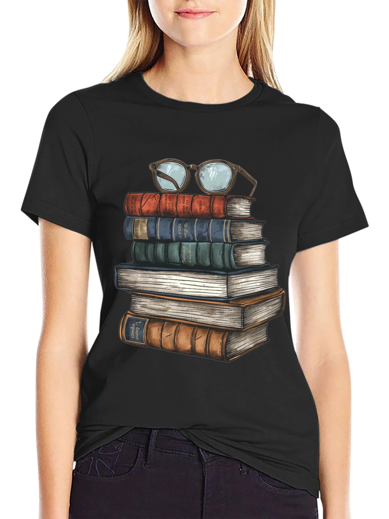 Book Stack T-Shirt - Readers Delight