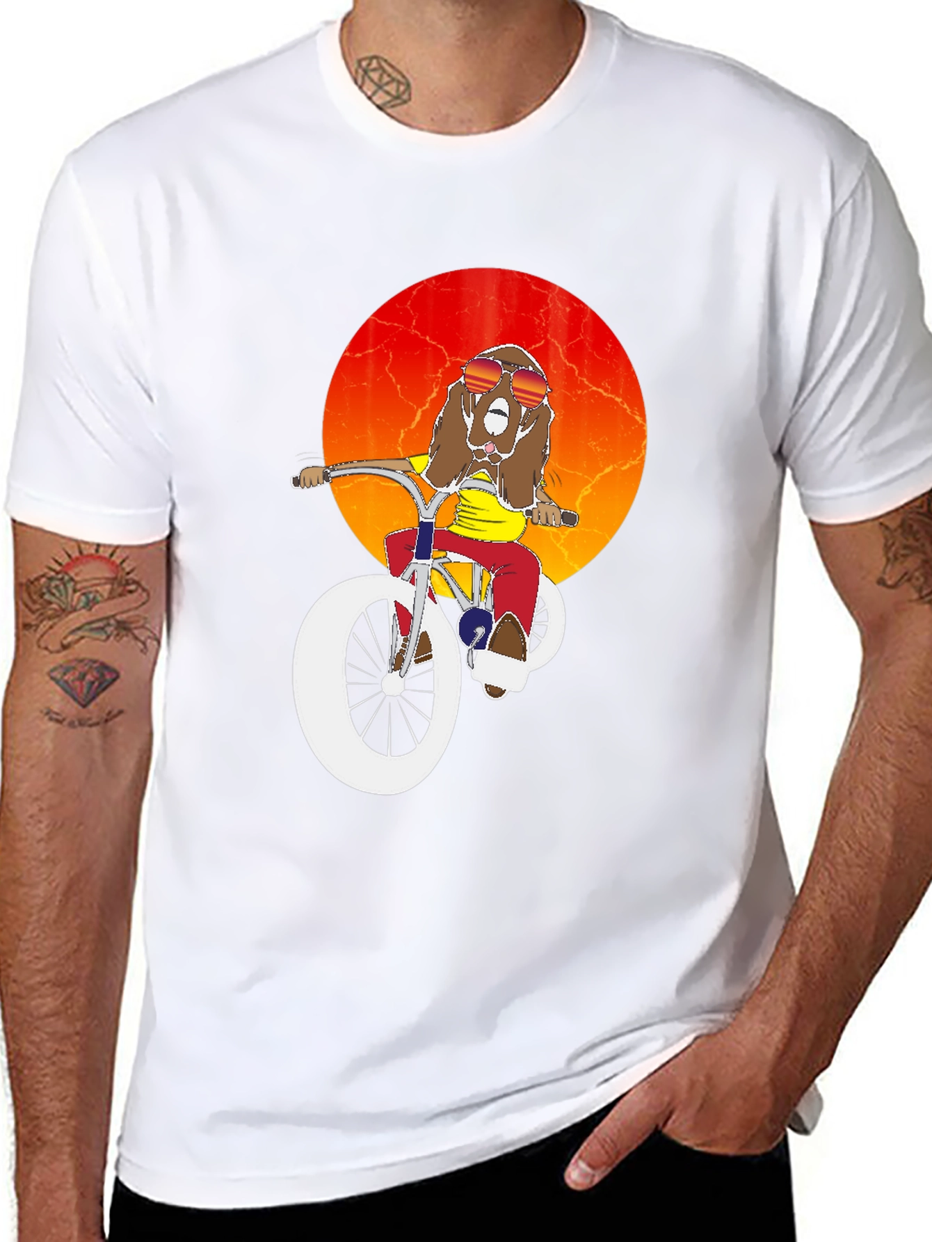 Cool Dog Biker Graphic Tee - Black Cotton T-Shirt