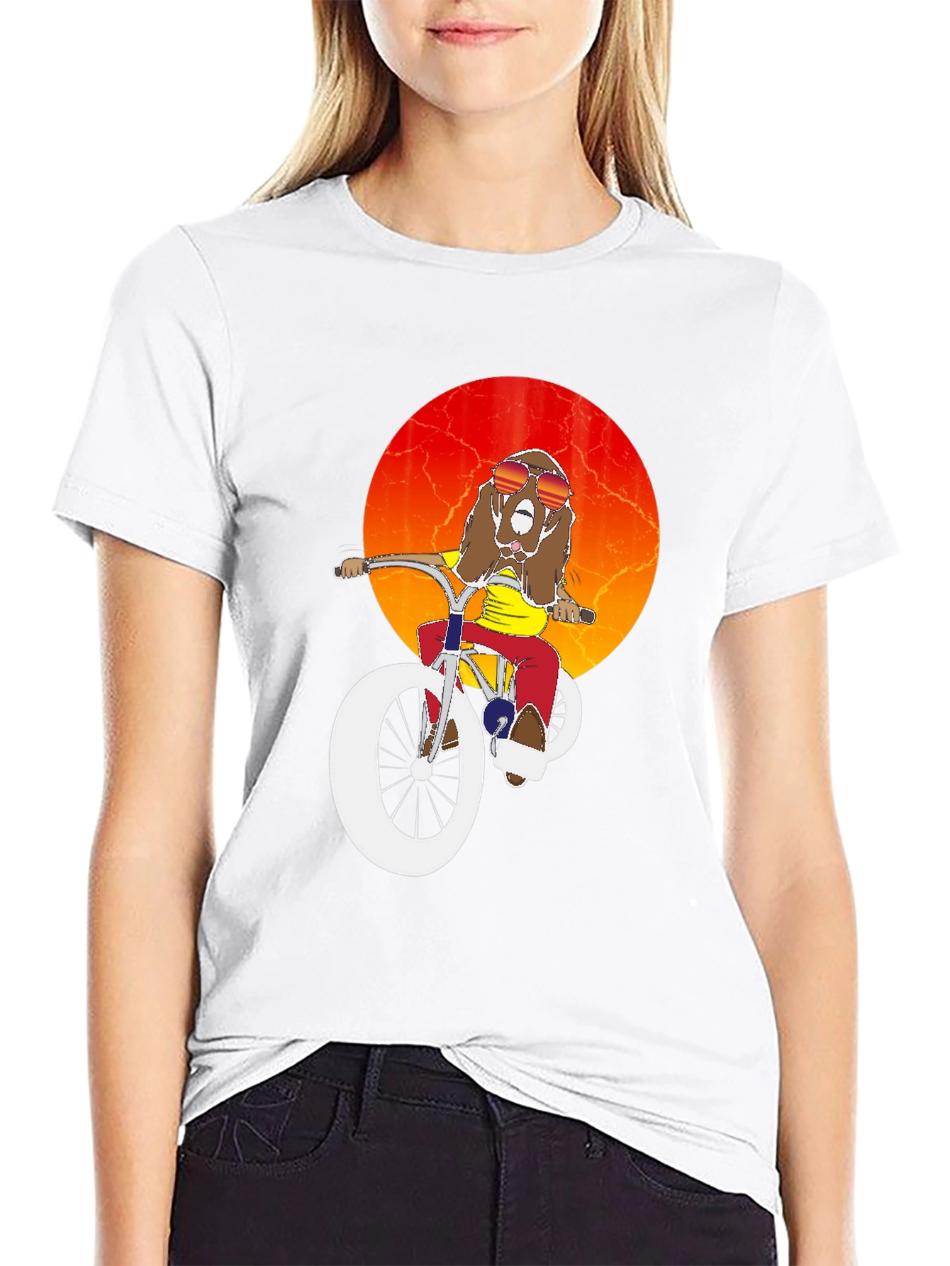 Cool Dog Biker Graphic Tee - Black Cotton T-Shirt