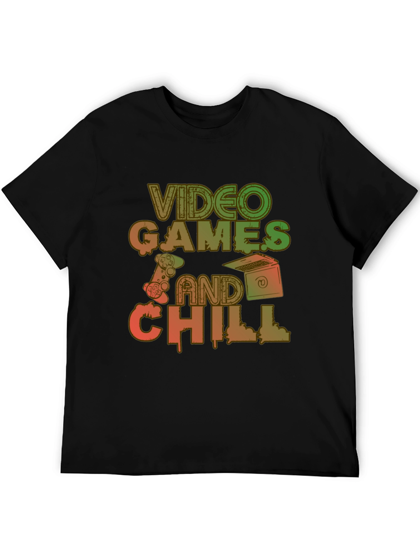 Video Games and Chill Black Graphic Tee