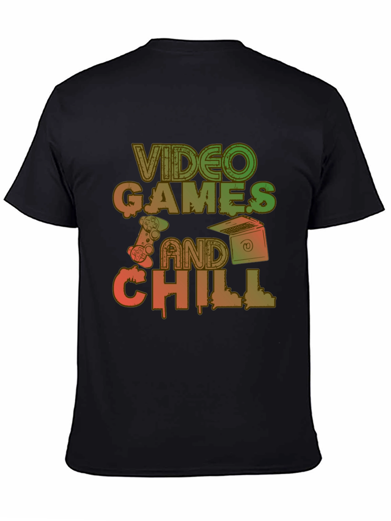 Video Games and Chill Black Graphic Tee