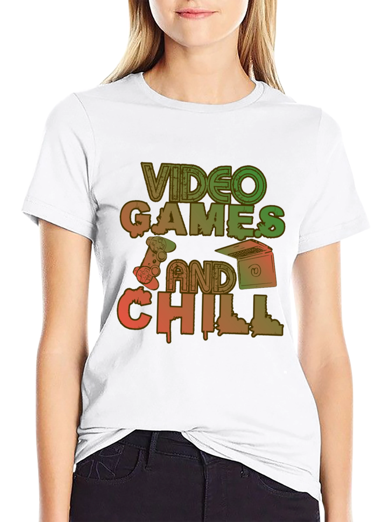 Video Games and Chill Black Graphic Tee
