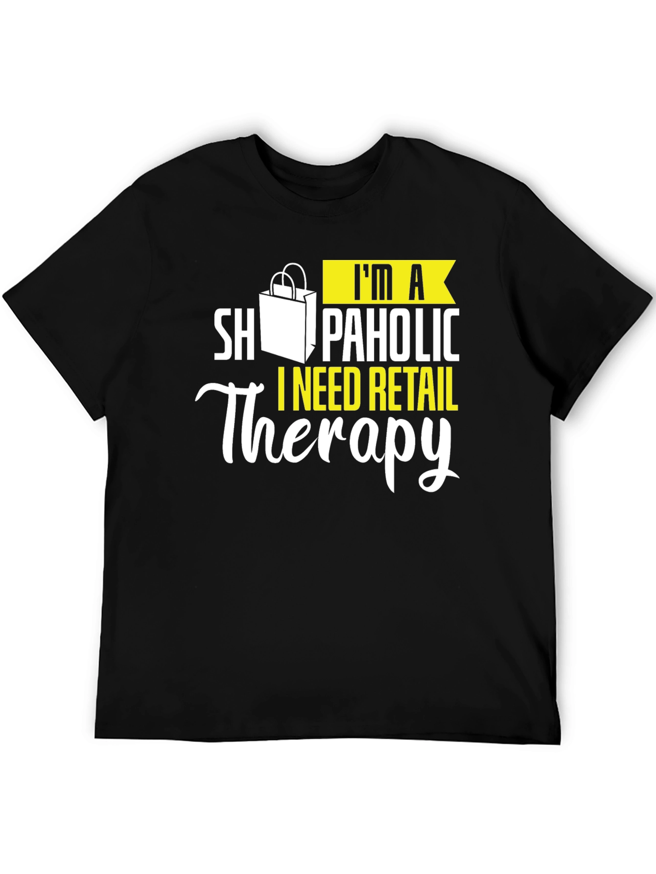 Retail Therapy Graphic Tee - Black Cotton T-Shirt