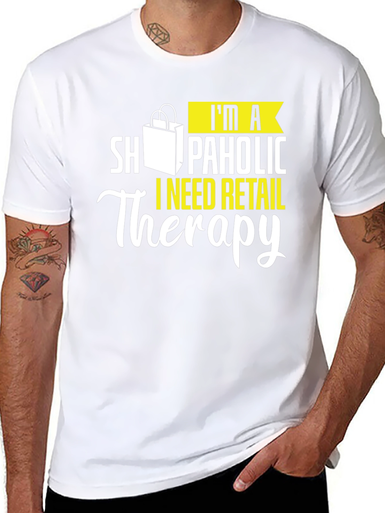 Retail Therapy Graphic Tee - Black Cotton T-Shirt