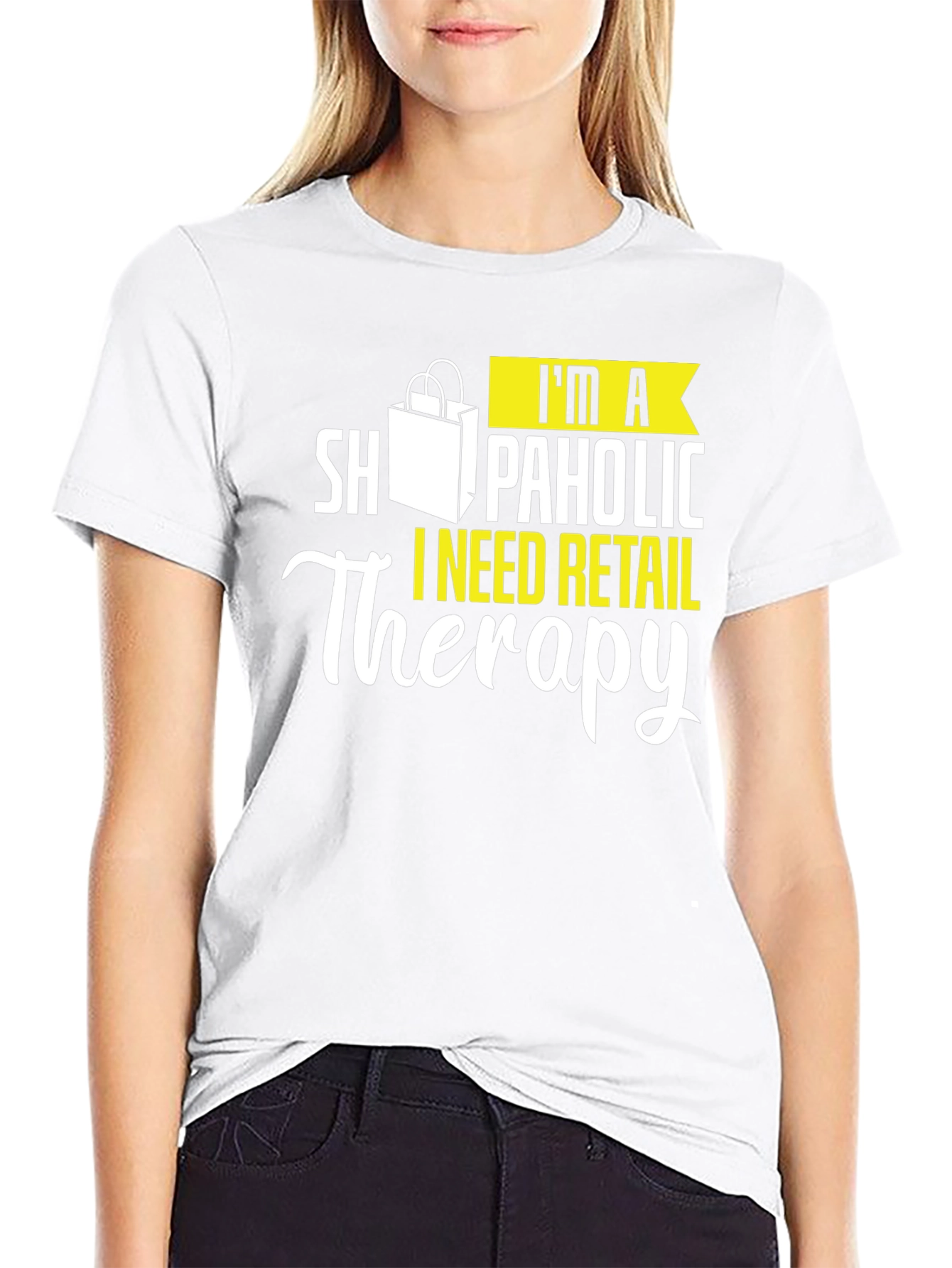 Retail Therapy Graphic Tee - Black Cotton T-Shirt