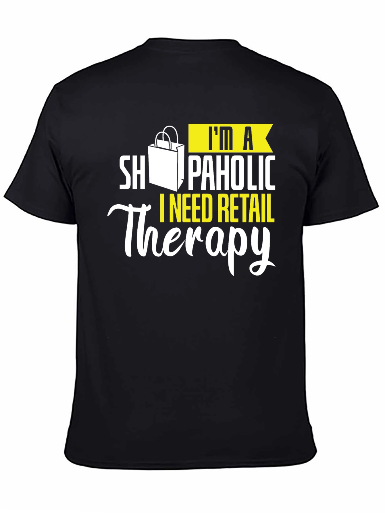 Retail Therapy Graphic Tee - Black Cotton T-Shirt