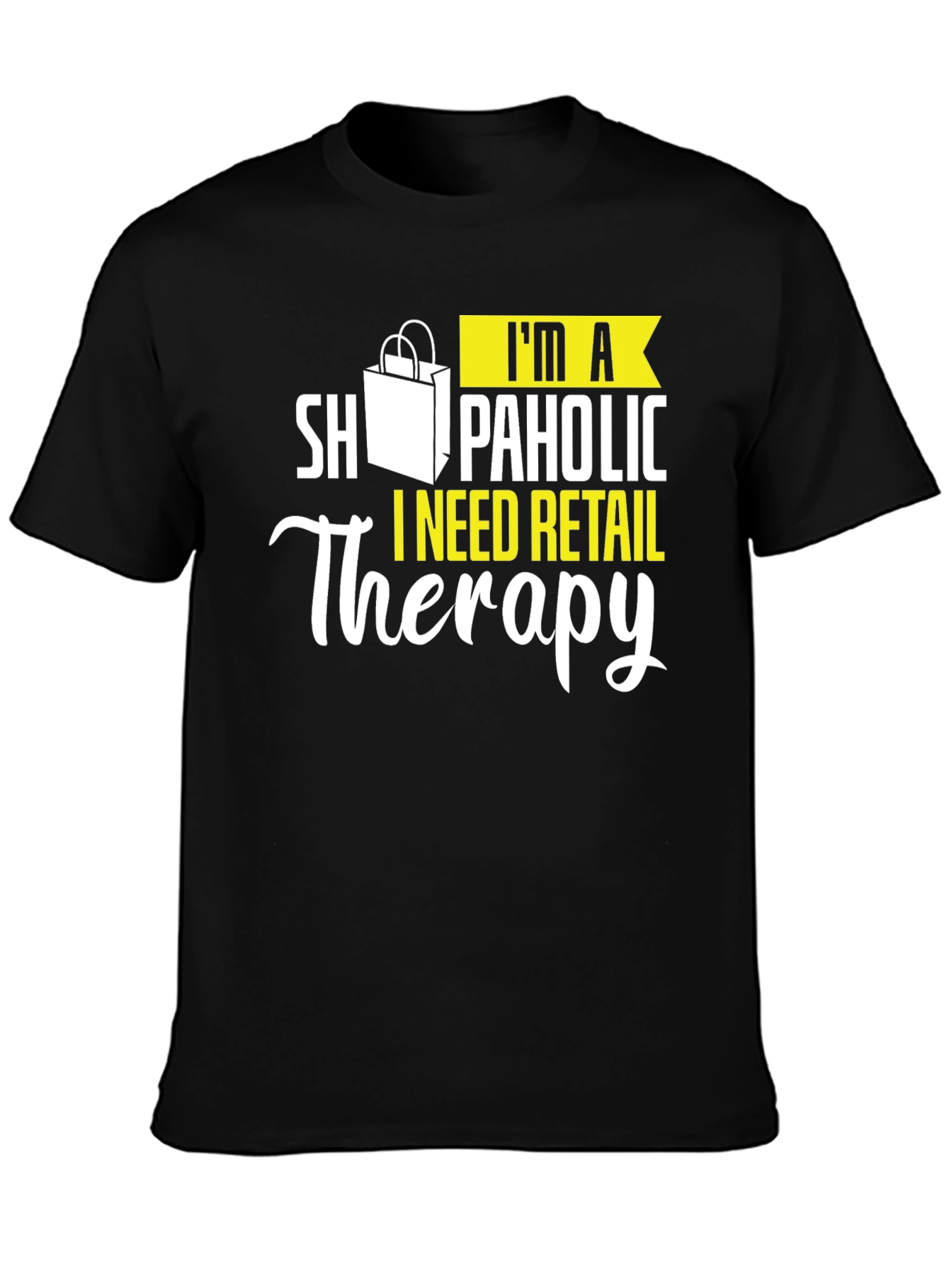Retail Therapy Graphic Tee - Black Cotton T-Shirt