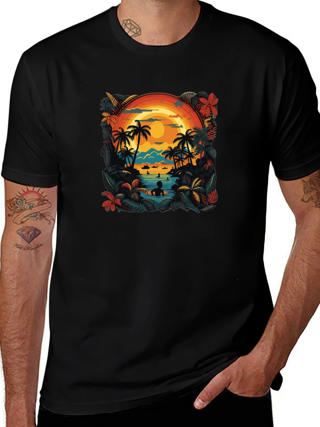 Tropical Sunset Graphic Tee - Island Vibes